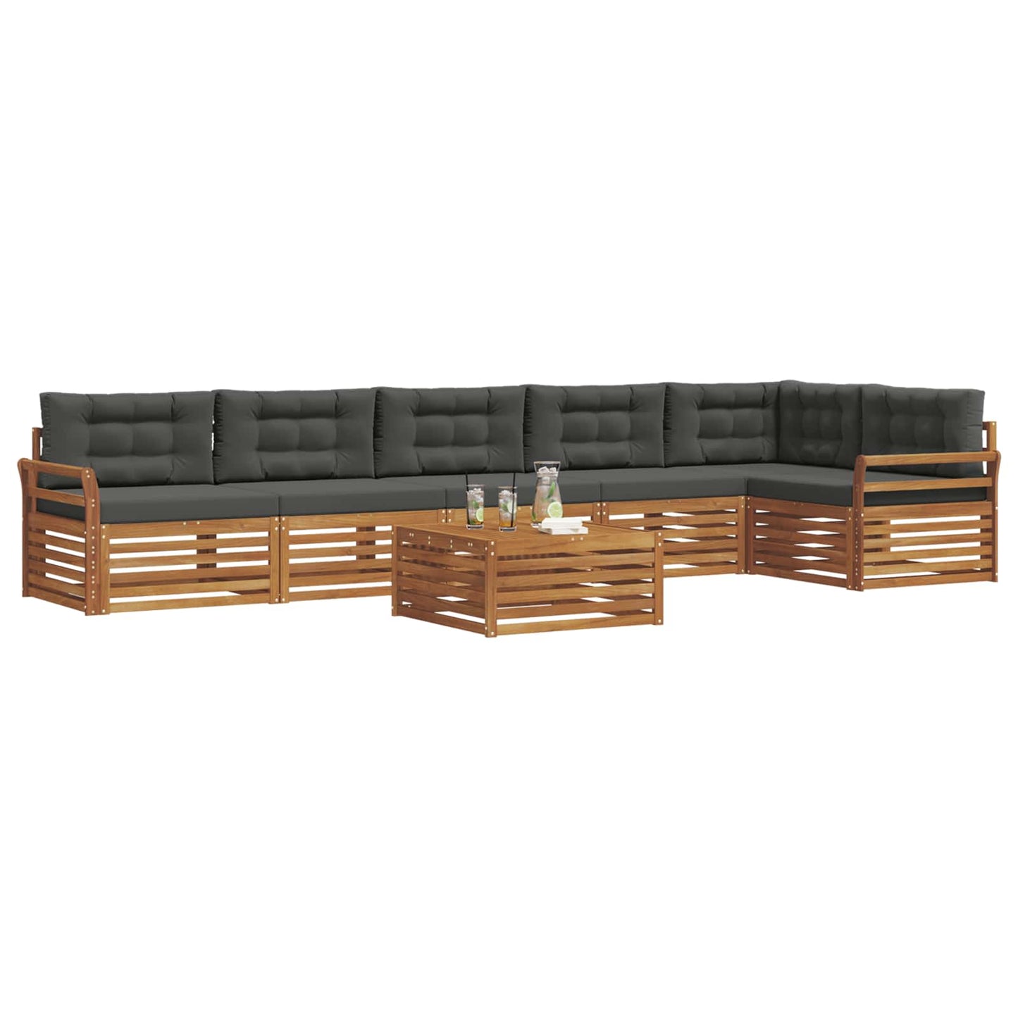 Buiten bankenset met kussen 7 pcs Natuurlijk en Antraciet is nu te koop bij PeponiXL, paradijselijk wonen!