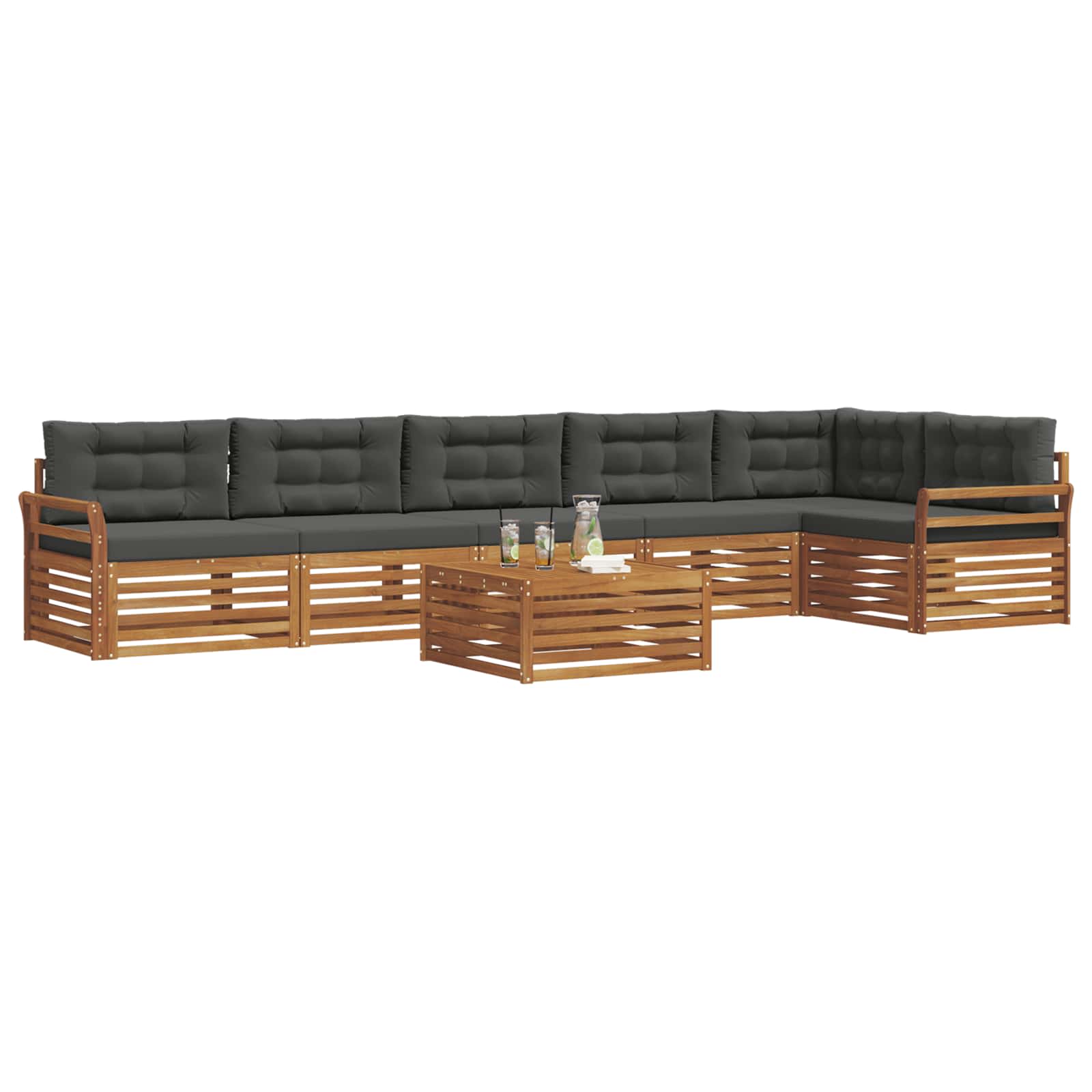Buiten bankenset met kussen 7 pcs Natuurlijk en Antraciet is nu te koop bij PeponiXL, paradijselijk wonen!
