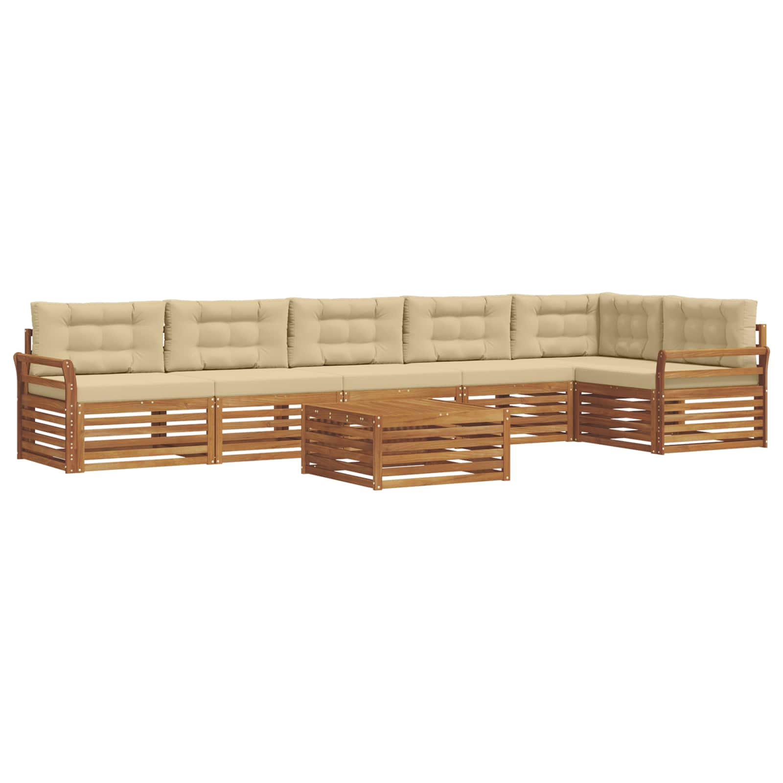 Buiten bankenset met kussen 7 pcs Natuurlijk en Beige is nu te koop bij PeponiXL, paradijselijk wonen!
