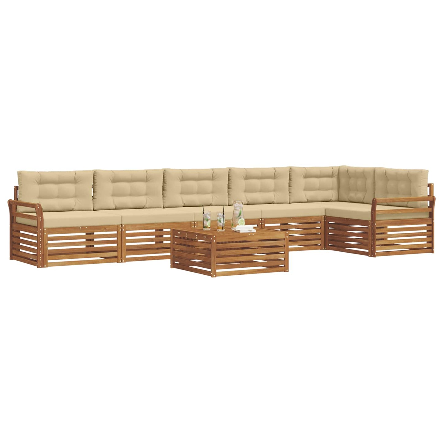 Buiten bankenset met kussen 7 pcs Natuurlijk en Beige is nu te koop bij PeponiXL, paradijselijk wonen!
