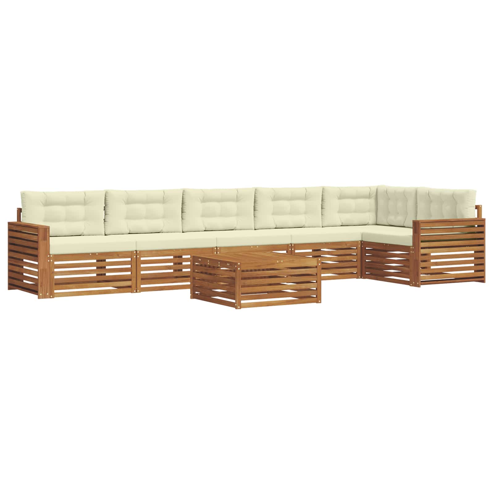 Buiten bankenset met kussen 7 pcs Natuurlijk en Crème is nu te koop bij PeponiXL, paradijselijk wonen!