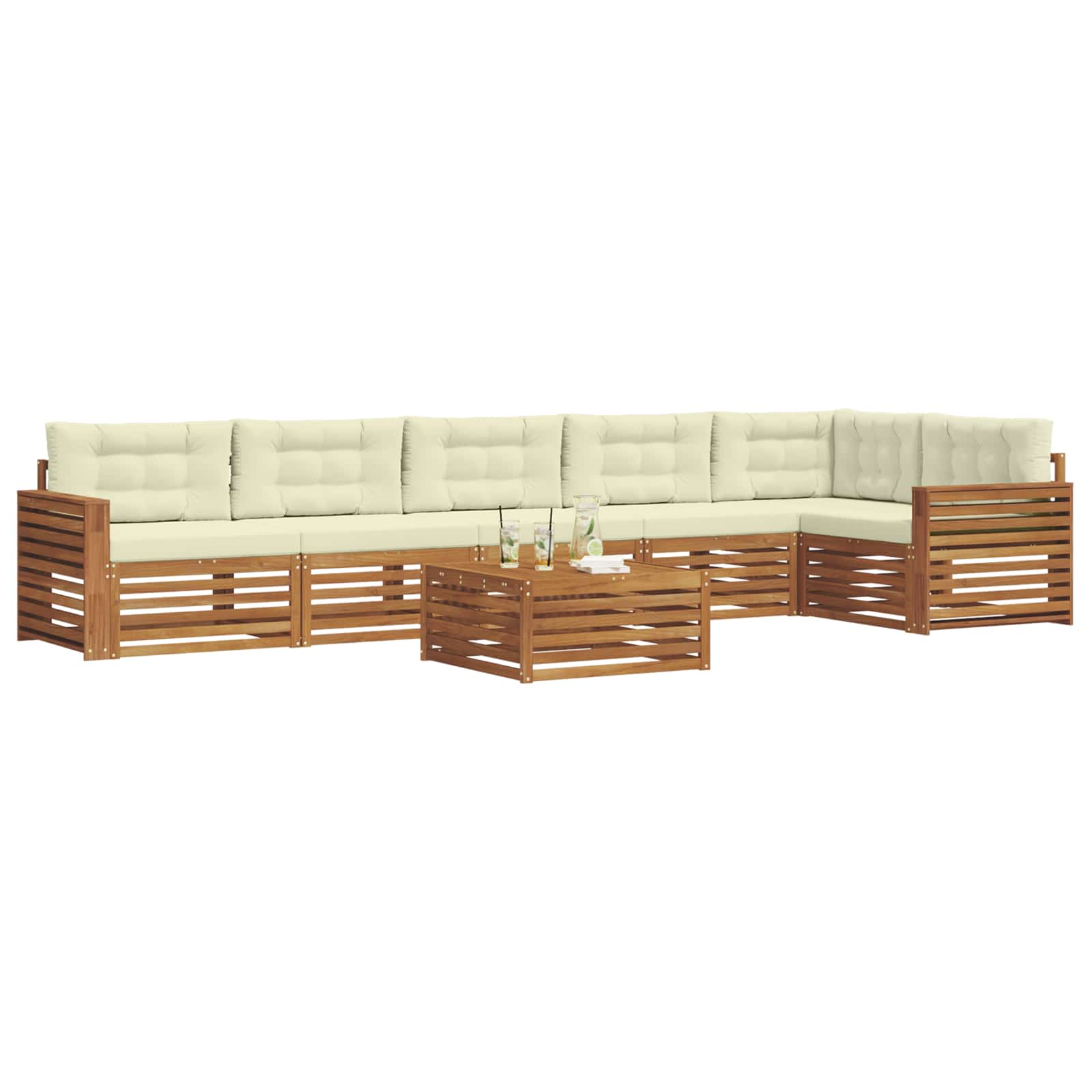 Buiten bankenset met kussen 7 pcs Natuurlijk en Crème is nu te koop bij PeponiXL, paradijselijk wonen!
