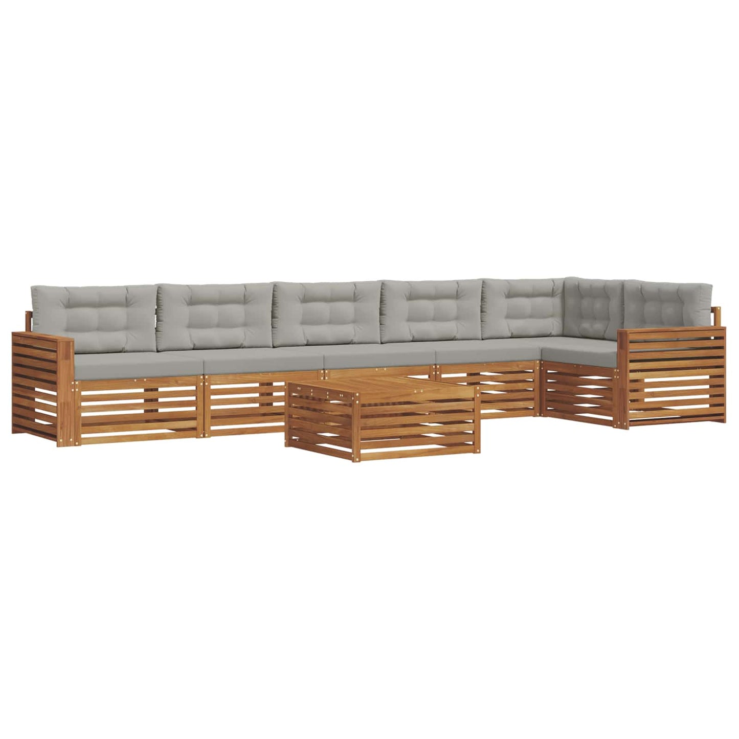 Buiten bankenset met kussen 7 pcs Natuurlijk en Lichtgrijs is nu te koop bij PeponiXL, paradijselijk wonen!