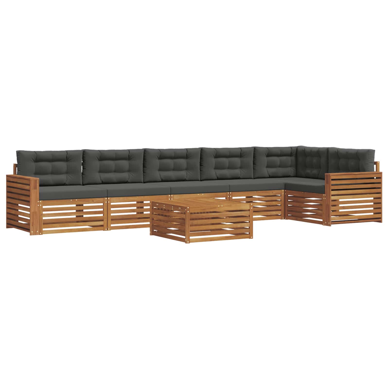 Buiten bankenset met kussen 7 pcs Natuurlijk en Antraciet is nu te koop bij PeponiXL, paradijselijk wonen!