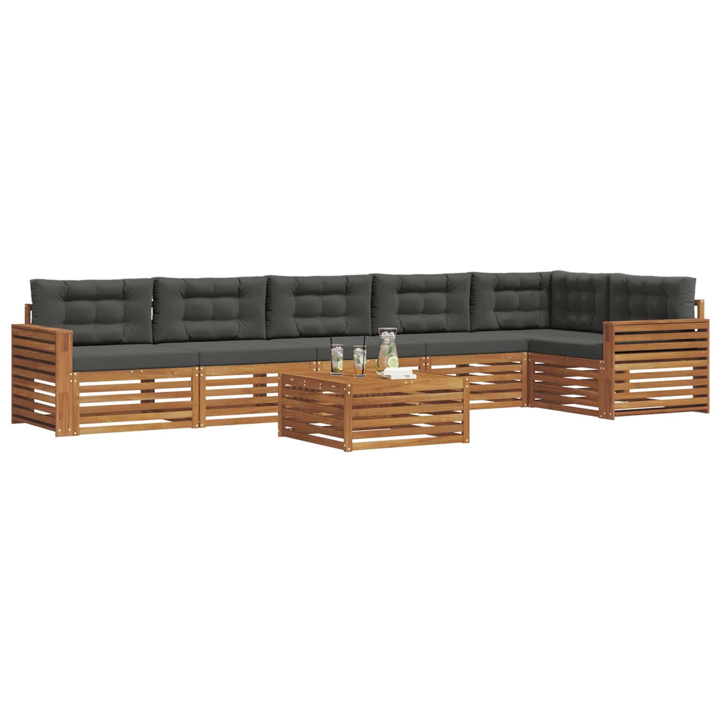 Buiten bankenset met kussen 7 pcs Natuurlijk en Antraciet is nu te koop bij PeponiXL, paradijselijk wonen!