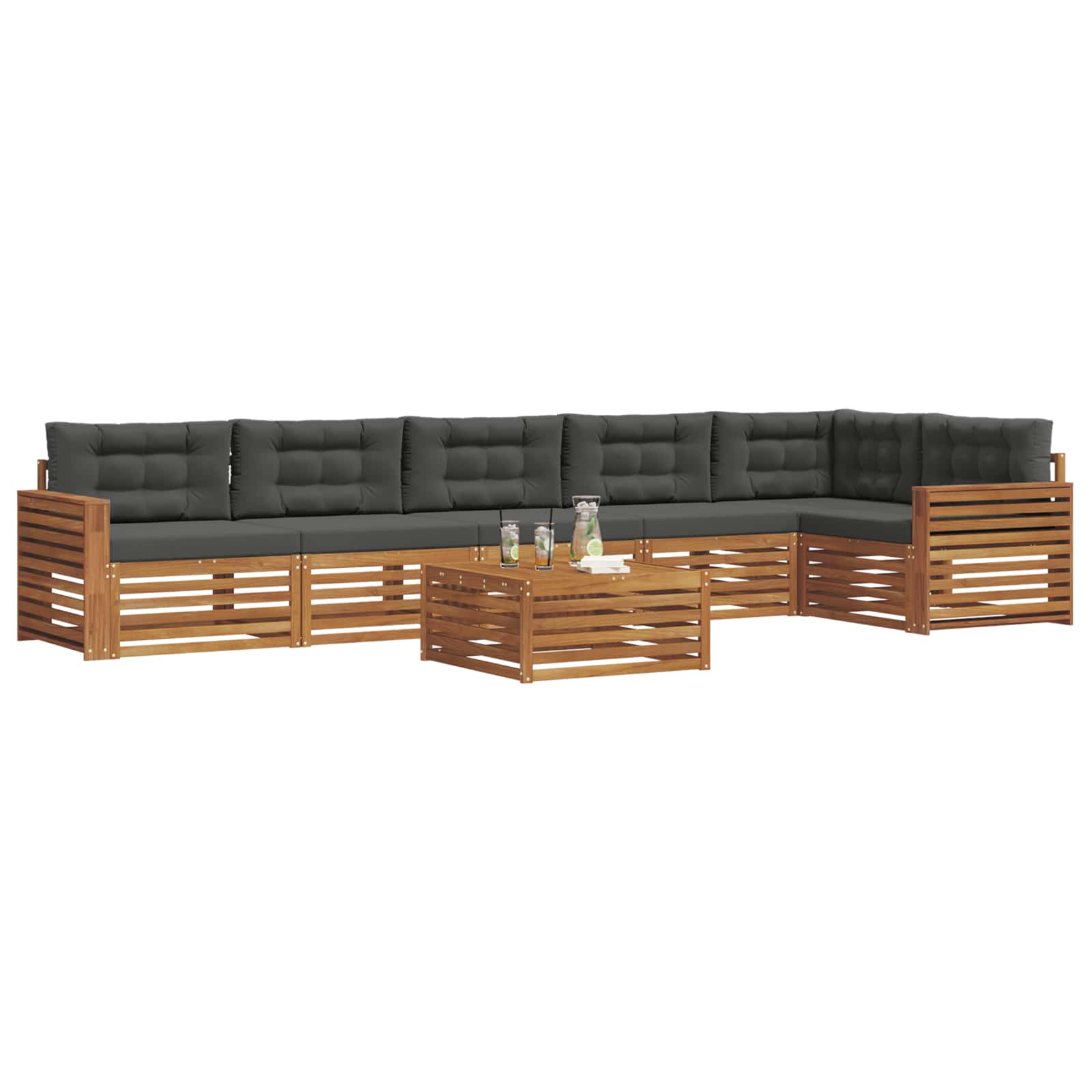 Buiten bankenset met kussen 7 pcs Natuurlijk en Antraciet is nu te koop bij PeponiXL, paradijselijk wonen!