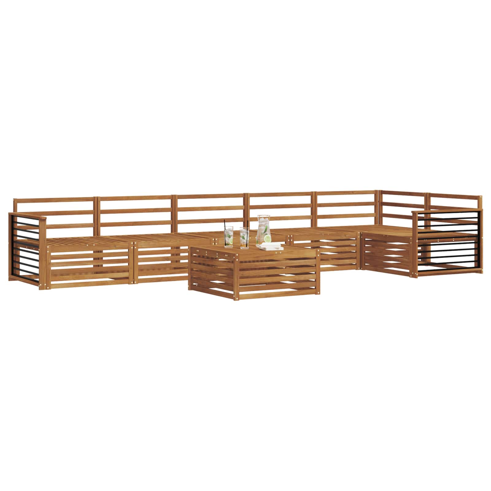 Buiten bankenset 7 pcs Naturel Massief Acaciahout is nu te koop bij PeponiXL, paradijselijk wonen!
