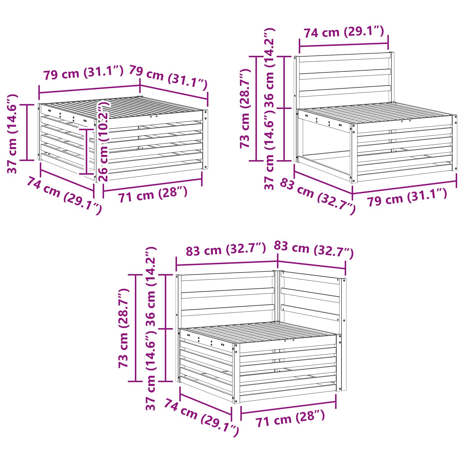 Buiten bankenset 7 pcs Naturel Massief Acaciahout is nu te koop bij PeponiXL, paradijselijk wonen!