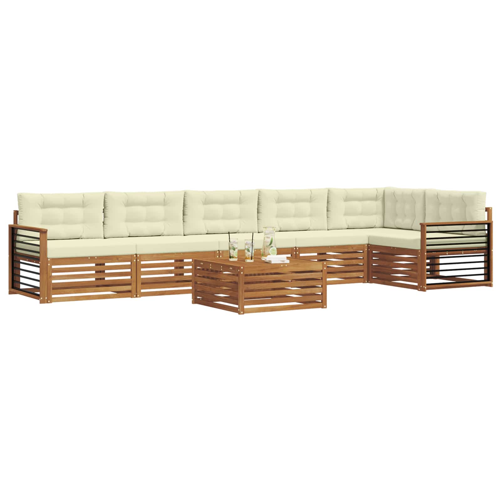 Buiten bankenset met kussen 7 pcs Natuurlijk en Crème is nu te koop bij PeponiXL, paradijselijk wonen!