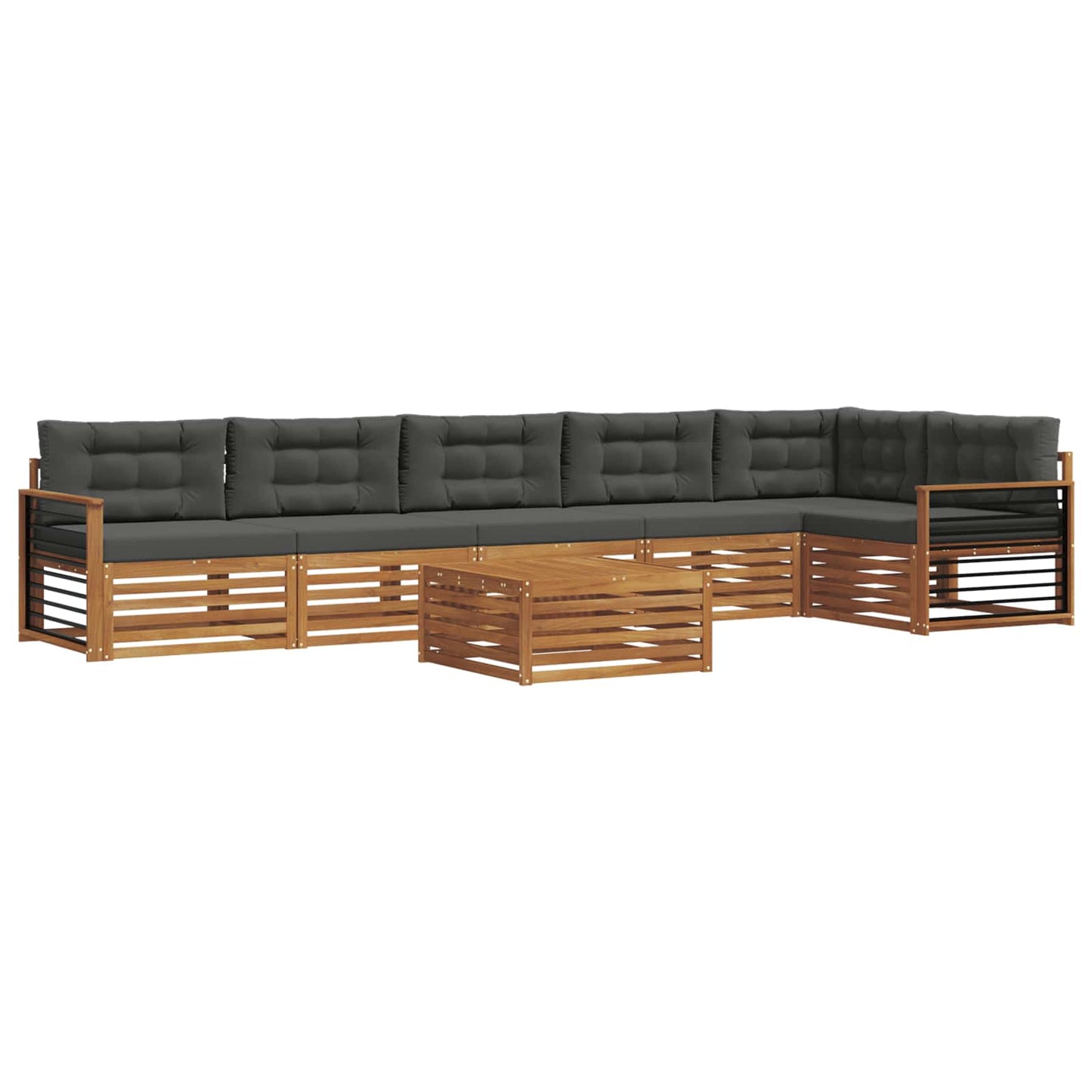 Buiten bankenset met kussen 7 pcs Natuurlijk en Antraciet is nu te koop bij PeponiXL, paradijselijk wonen!