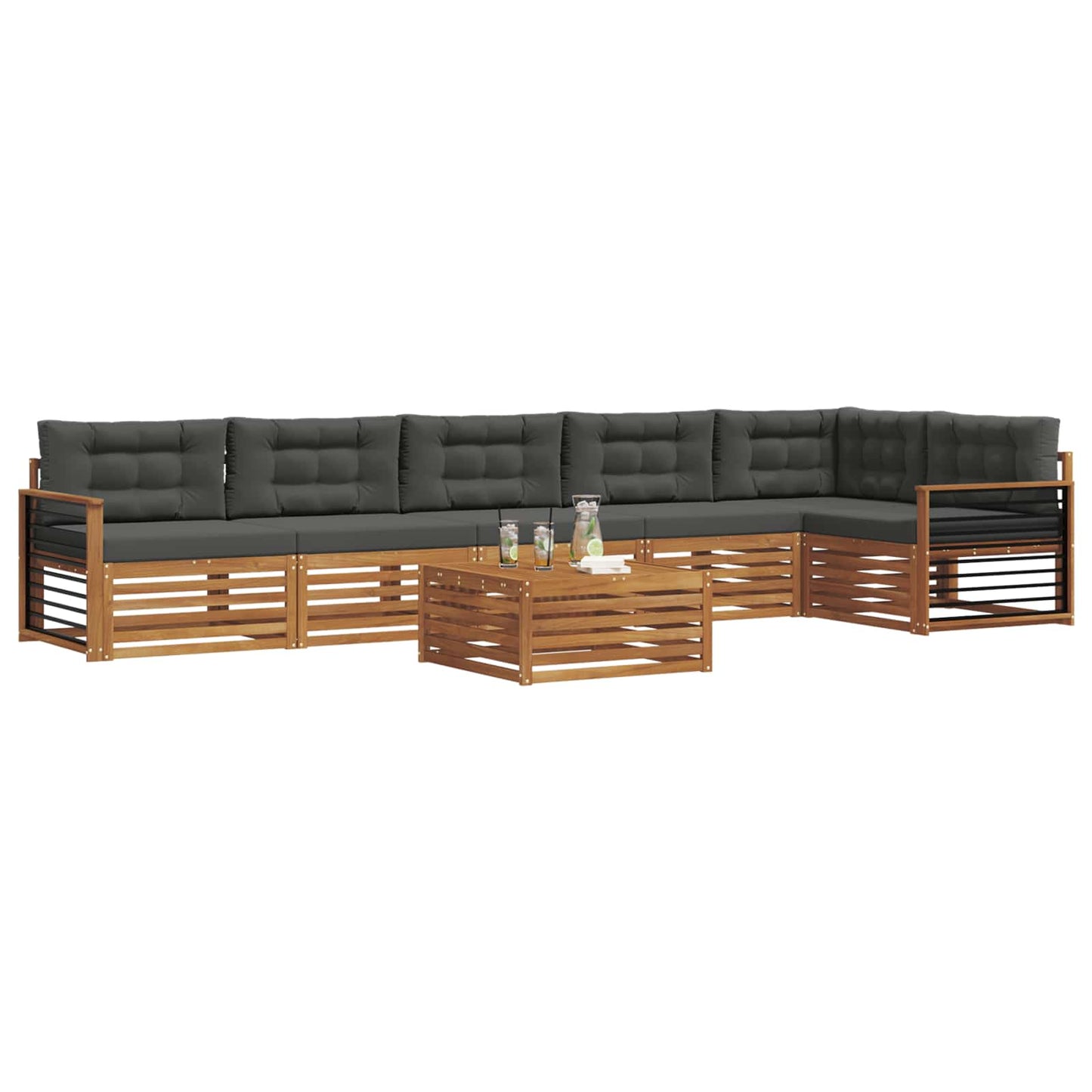 Buiten bankenset met kussen 7 pcs Natuurlijk en Antraciet is nu te koop bij PeponiXL, paradijselijk wonen!