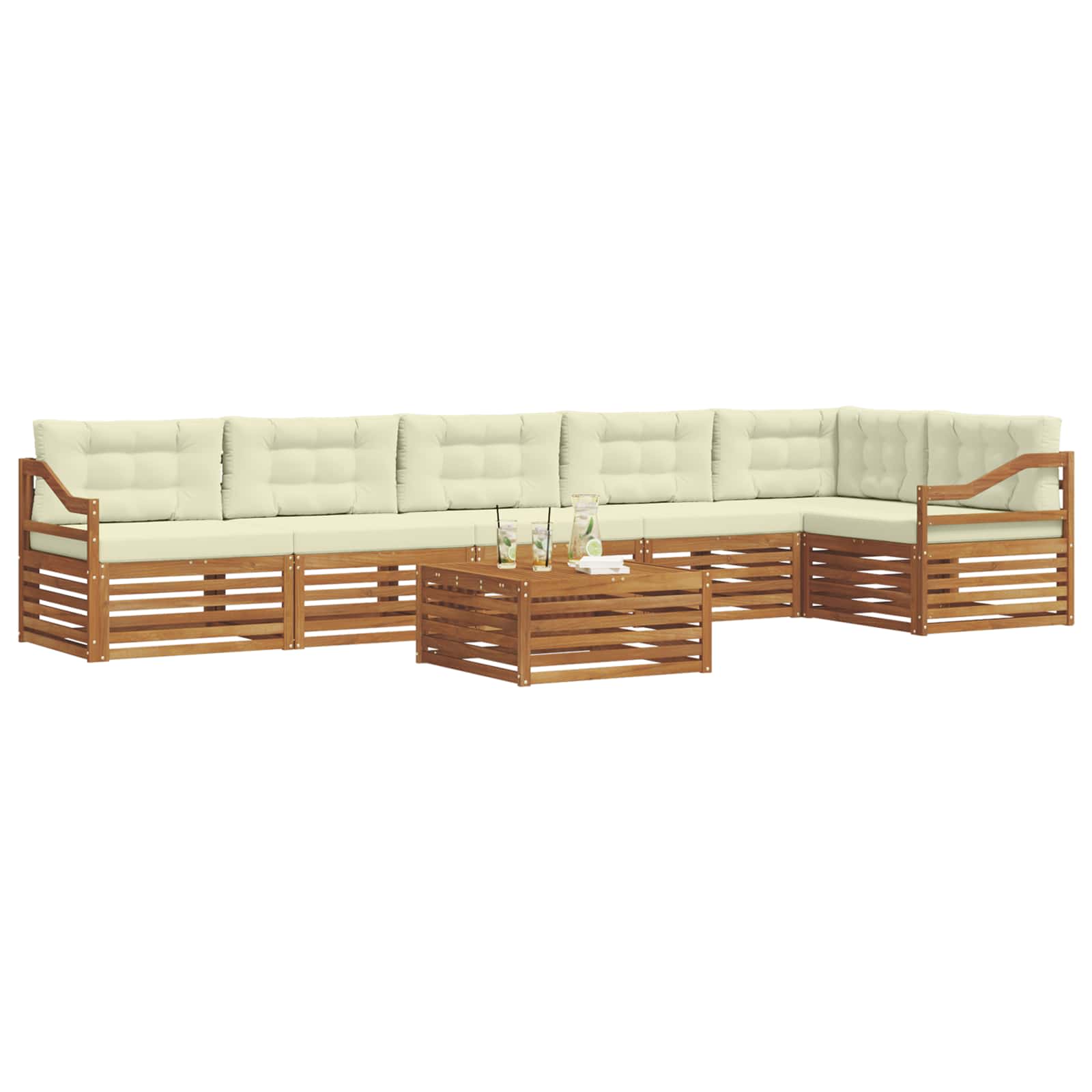 Buiten bankenset met kussen 7 pcs Natuurlijk en Crème is nu te koop bij PeponiXL, paradijselijk wonen!