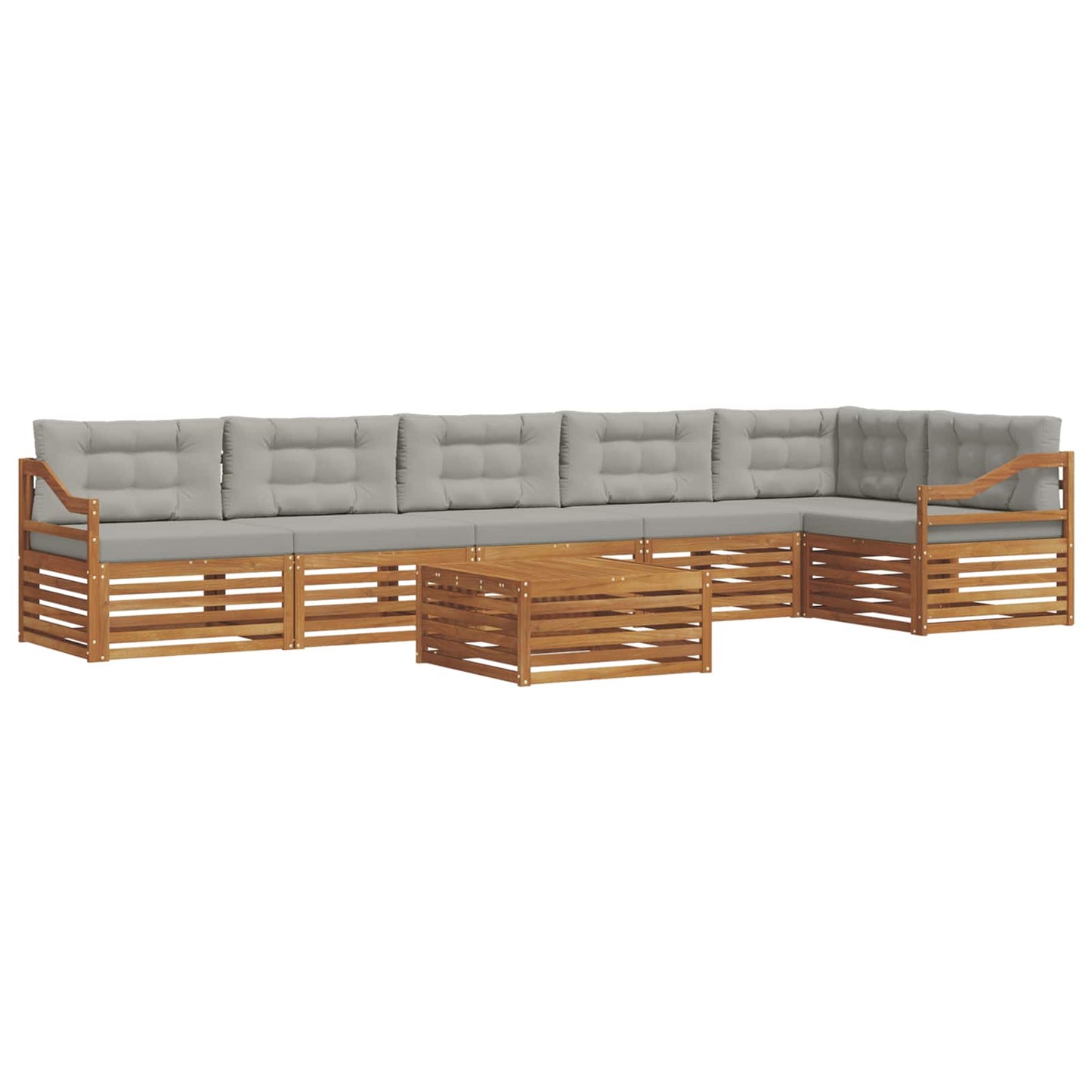 Buiten bankenset met kussen 7 pcs Natuurlijk en Lichtgrijs is nu te koop bij PeponiXL, paradijselijk wonen!