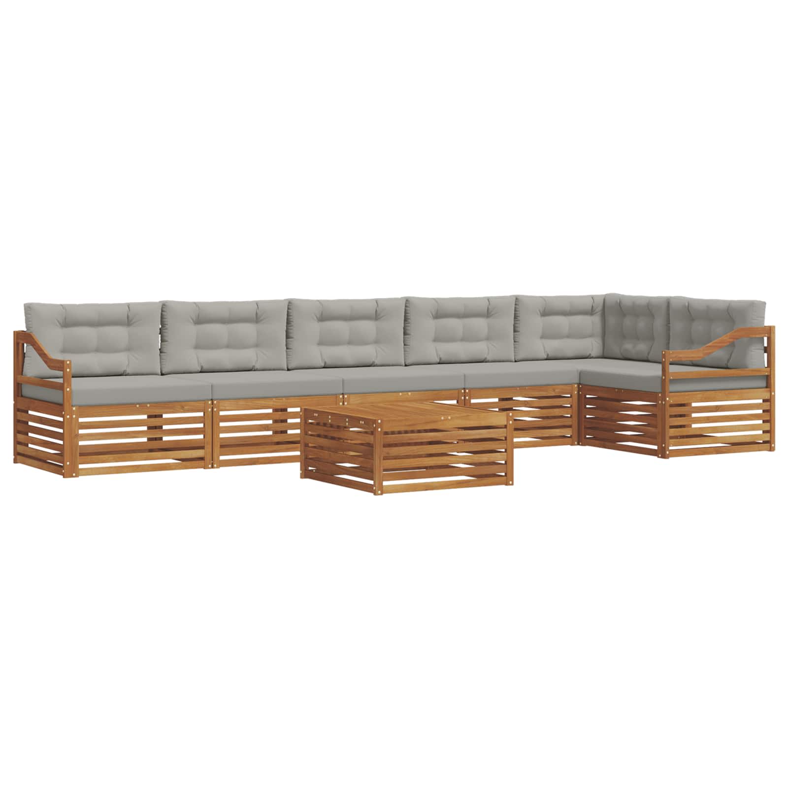 Buiten bankenset met kussen 7 pcs Natuurlijk en Lichtgrijs is nu te koop bij PeponiXL, paradijselijk wonen!