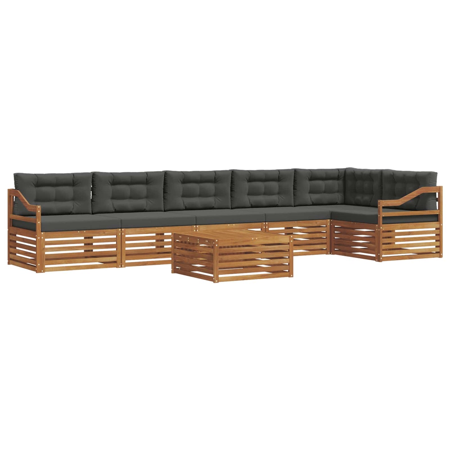 Buiten bankenset met kussen 7 pcs Natuurlijk en Antraciet is nu te koop bij PeponiXL, paradijselijk wonen!