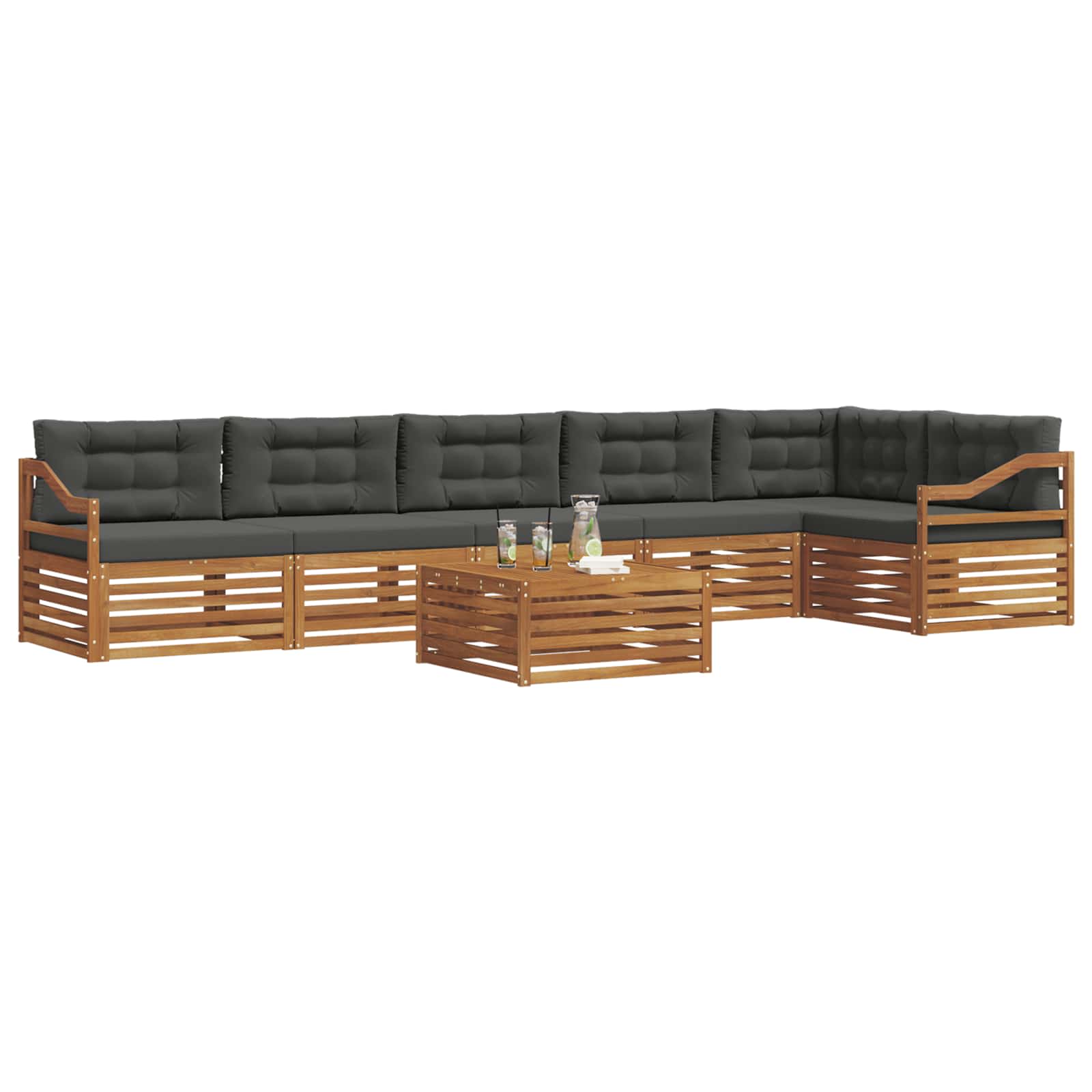 Buiten bankenset met kussen 7 pcs Natuurlijk en Antraciet is nu te koop bij PeponiXL, paradijselijk wonen!