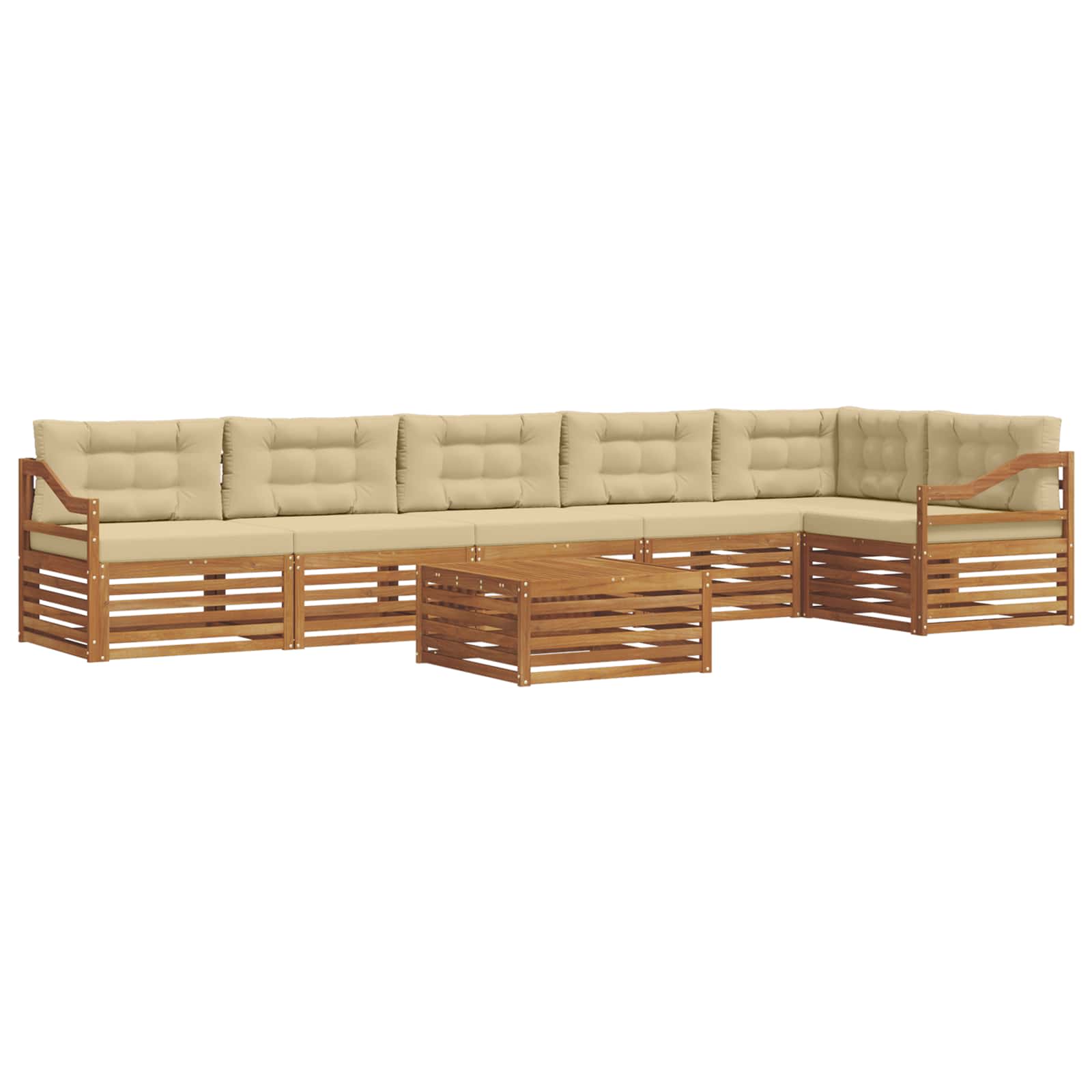 Buiten bankenset met kussen 7 pcs Natuurlijk en Beige is nu te koop bij PeponiXL, paradijselijk wonen!