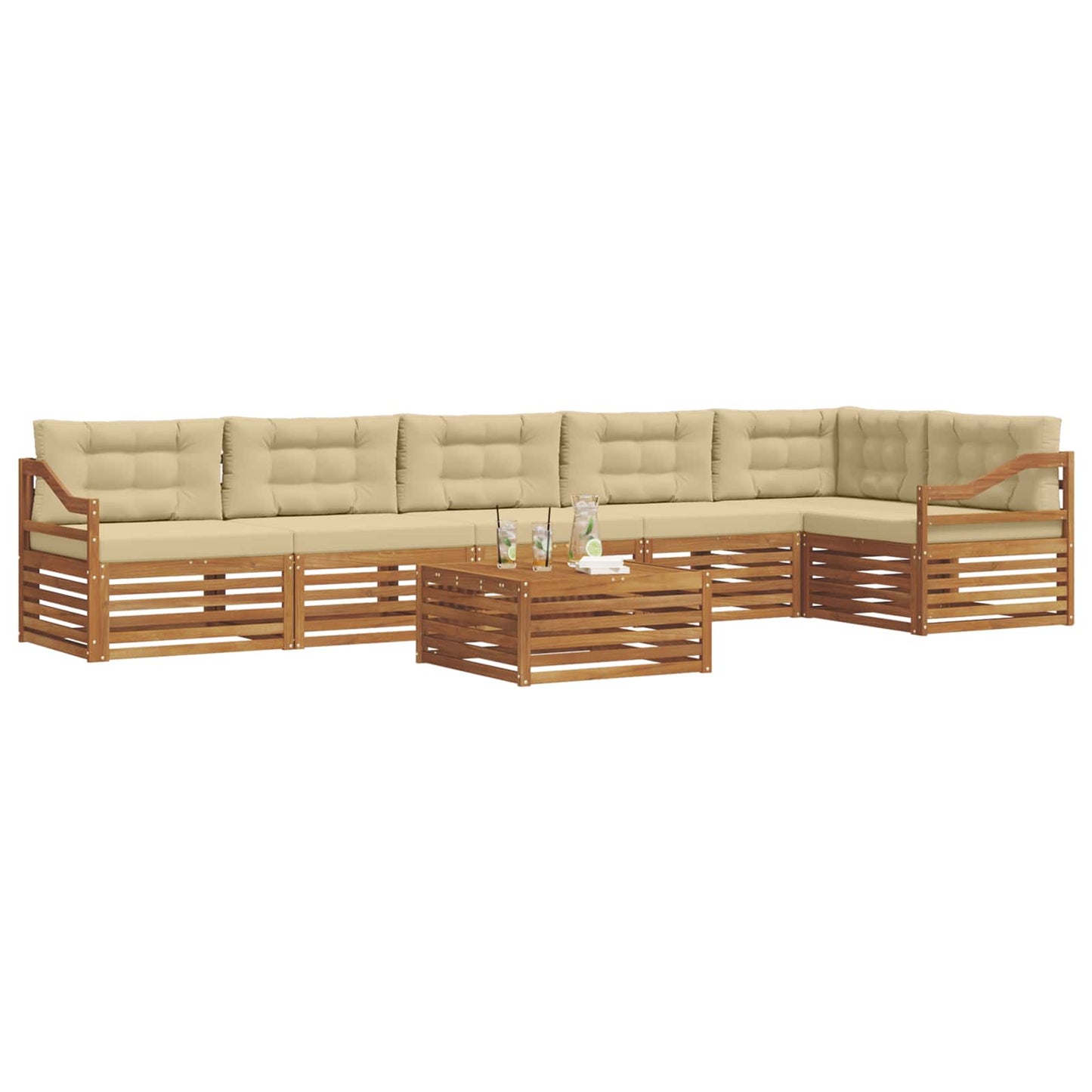 Buiten bankenset met kussen 7 pcs Natuurlijk en Beige is nu te koop bij PeponiXL, paradijselijk wonen!