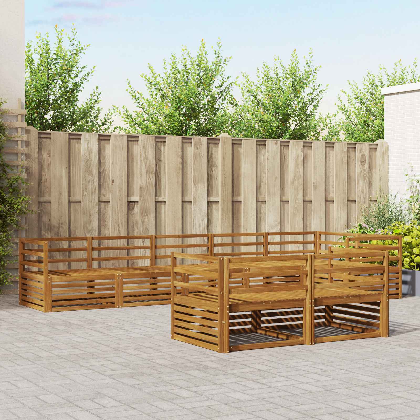 Buiten bankenset 8 pcs Naturel Massief Acaciahout is nu te koop bij PeponiXL, paradijselijk wonen!