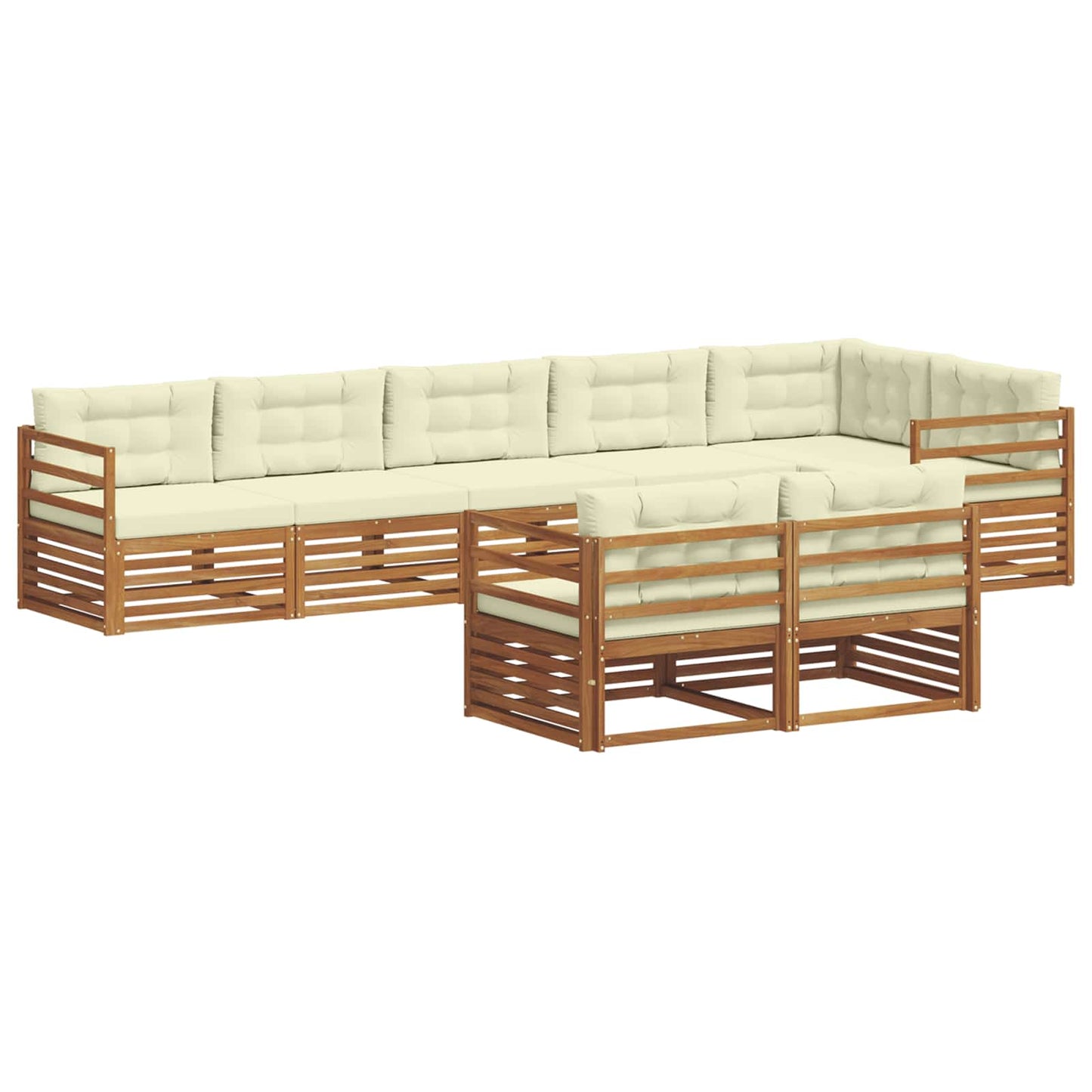 Buiten bankenset met kussen 8 pcs Natuurlijk en Crème is nu te koop bij PeponiXL, paradijselijk wonen!