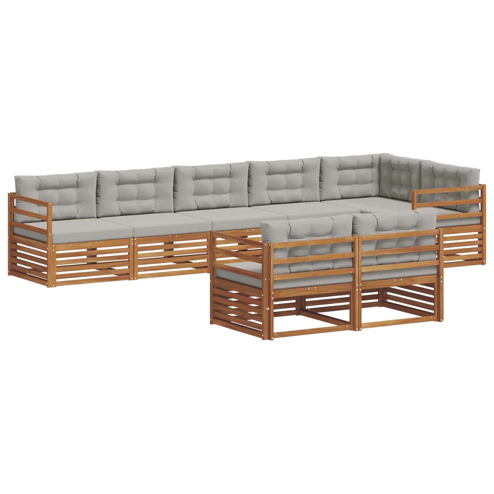 Buiten bankenset met kussen 8 pcs Natuurlijk en Lichtgrijs is nu te koop bij PeponiXL, paradijselijk wonen!