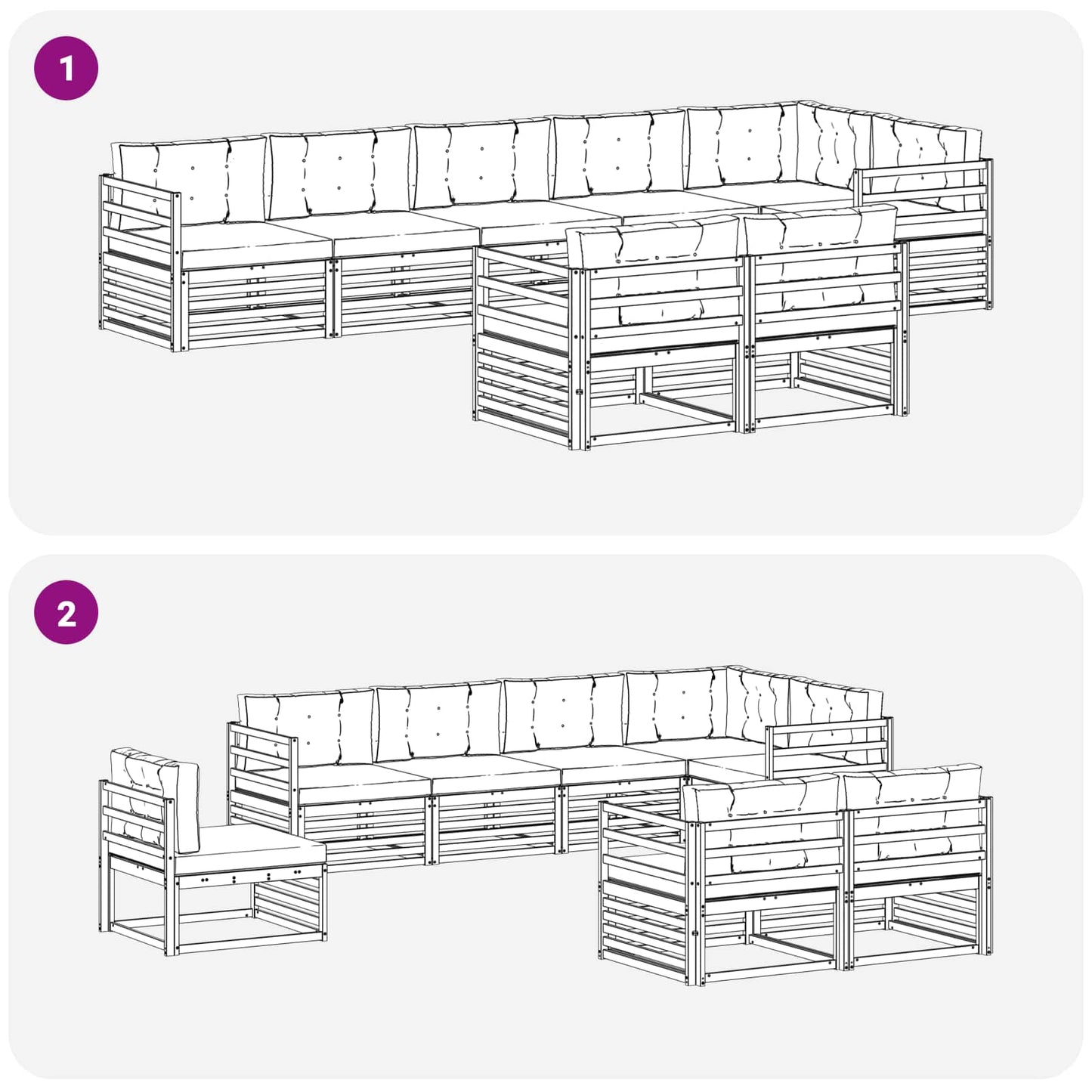 Buiten bankenset met kussen 8 pcs Natuurlijk en Lichtgrijs is nu te koop bij PeponiXL, paradijselijk wonen!