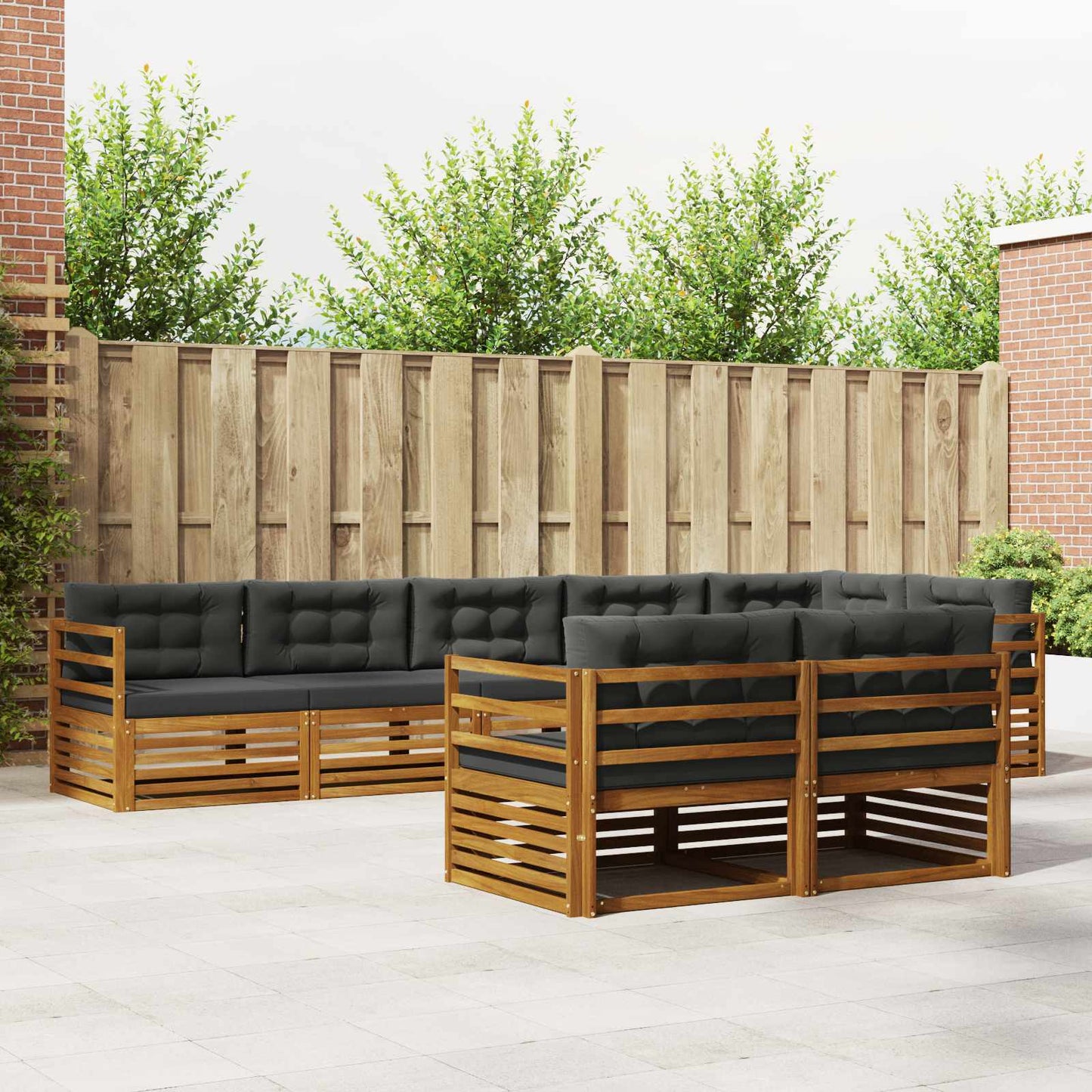 Buiten bankenset met kussen 8 pcs Natuurlijk en Antraciet is nu te koop bij PeponiXL, paradijselijk wonen!