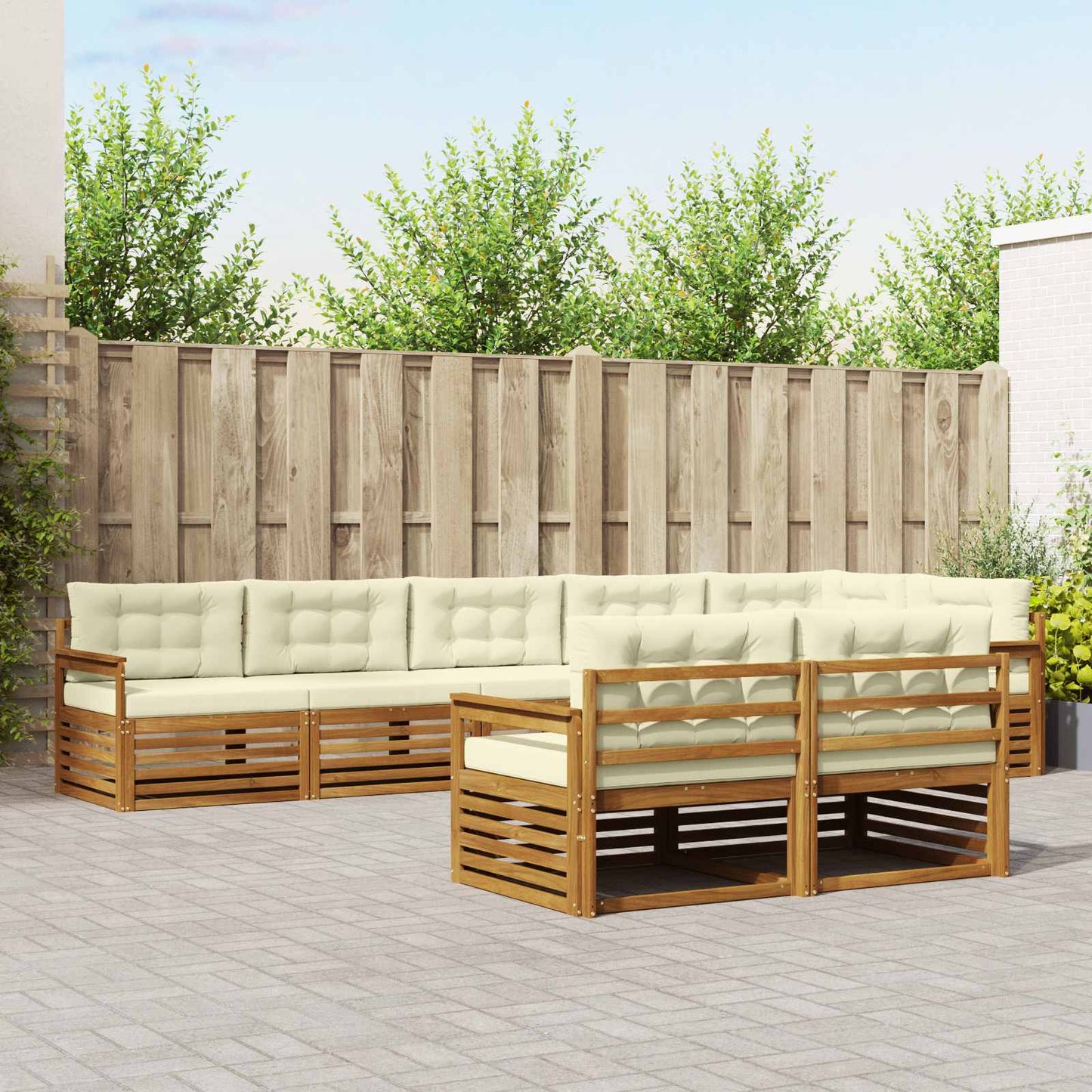 Buiten bankenset met kussen 8 pcs Natuurlijk en Crème is nu te koop bij PeponiXL, paradijselijk wonen!