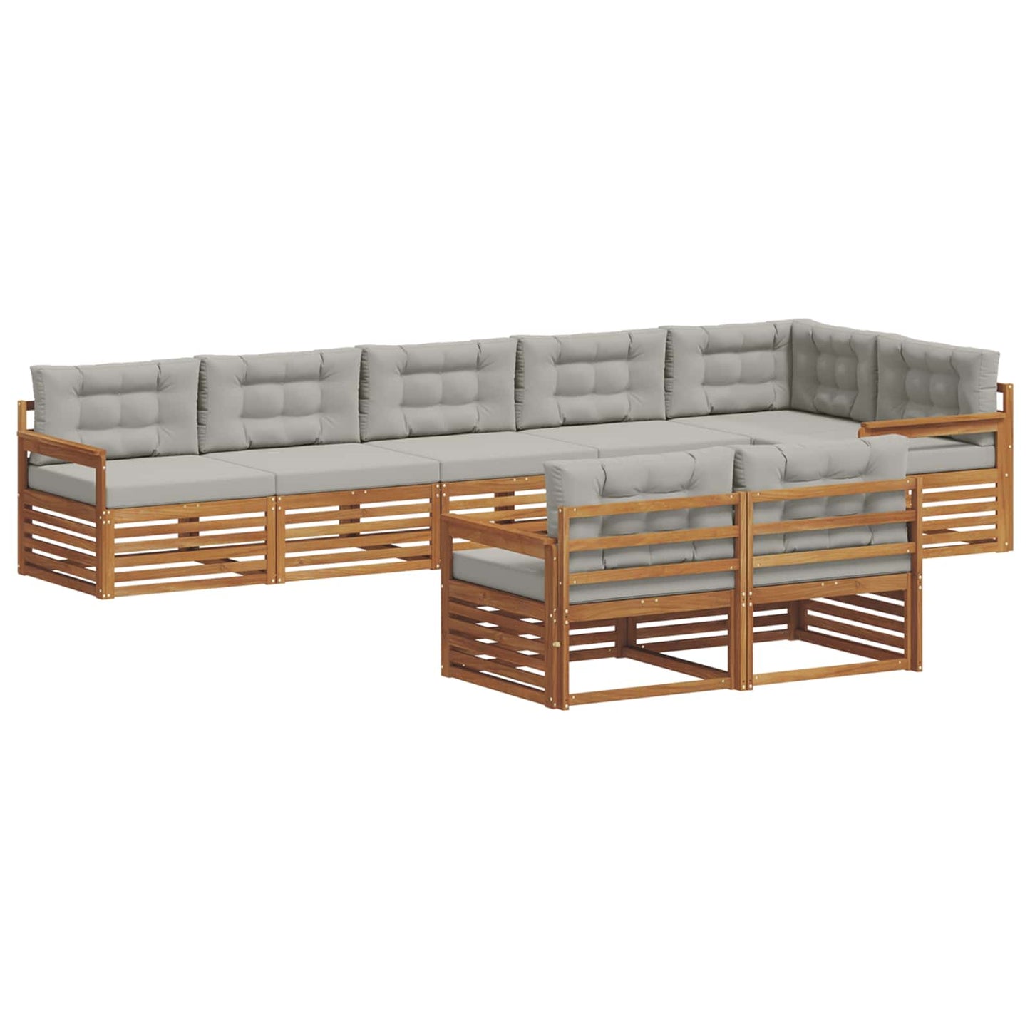 Buiten bankenset met kussen 8 pcs Natuurlijk en Lichtgrijs is nu te koop bij PeponiXL, paradijselijk wonen!