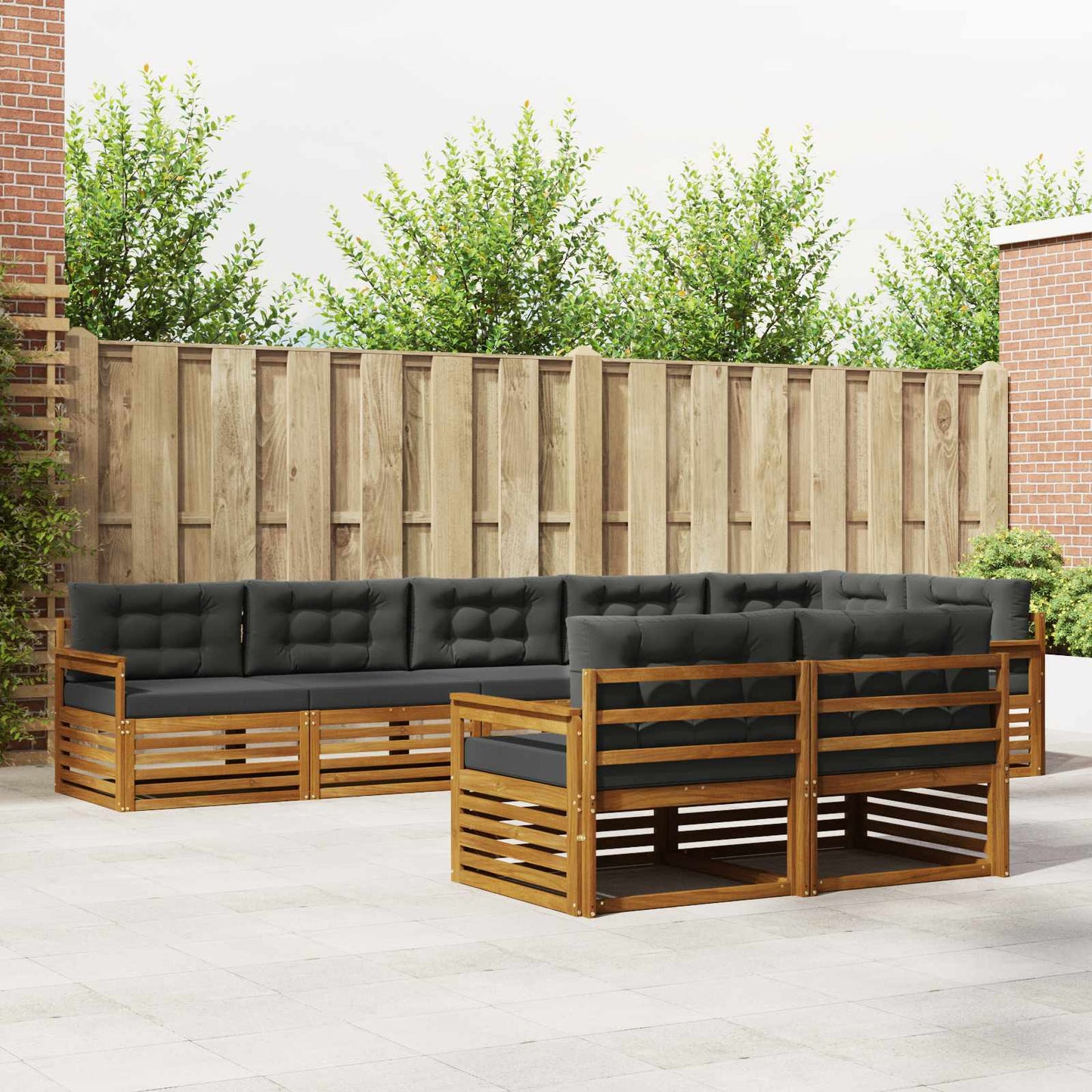 Buiten bankenset met kussen 8 pcs Natuurlijk en Antraciet is nu te koop bij PeponiXL, paradijselijk wonen!