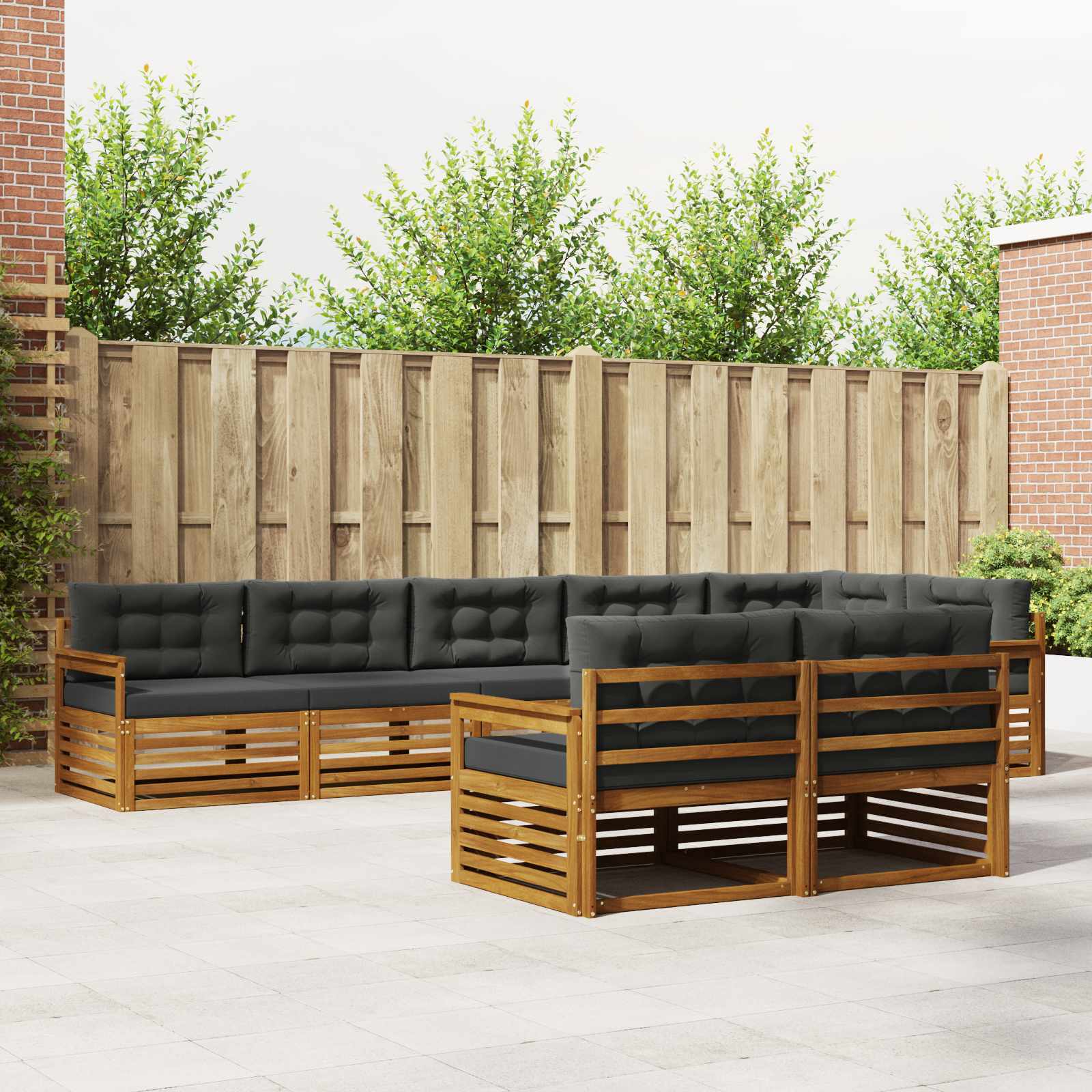 Buiten bankenset met kussen 8 pcs Natuurlijk en Antraciet is nu te koop bij PeponiXL, paradijselijk wonen!