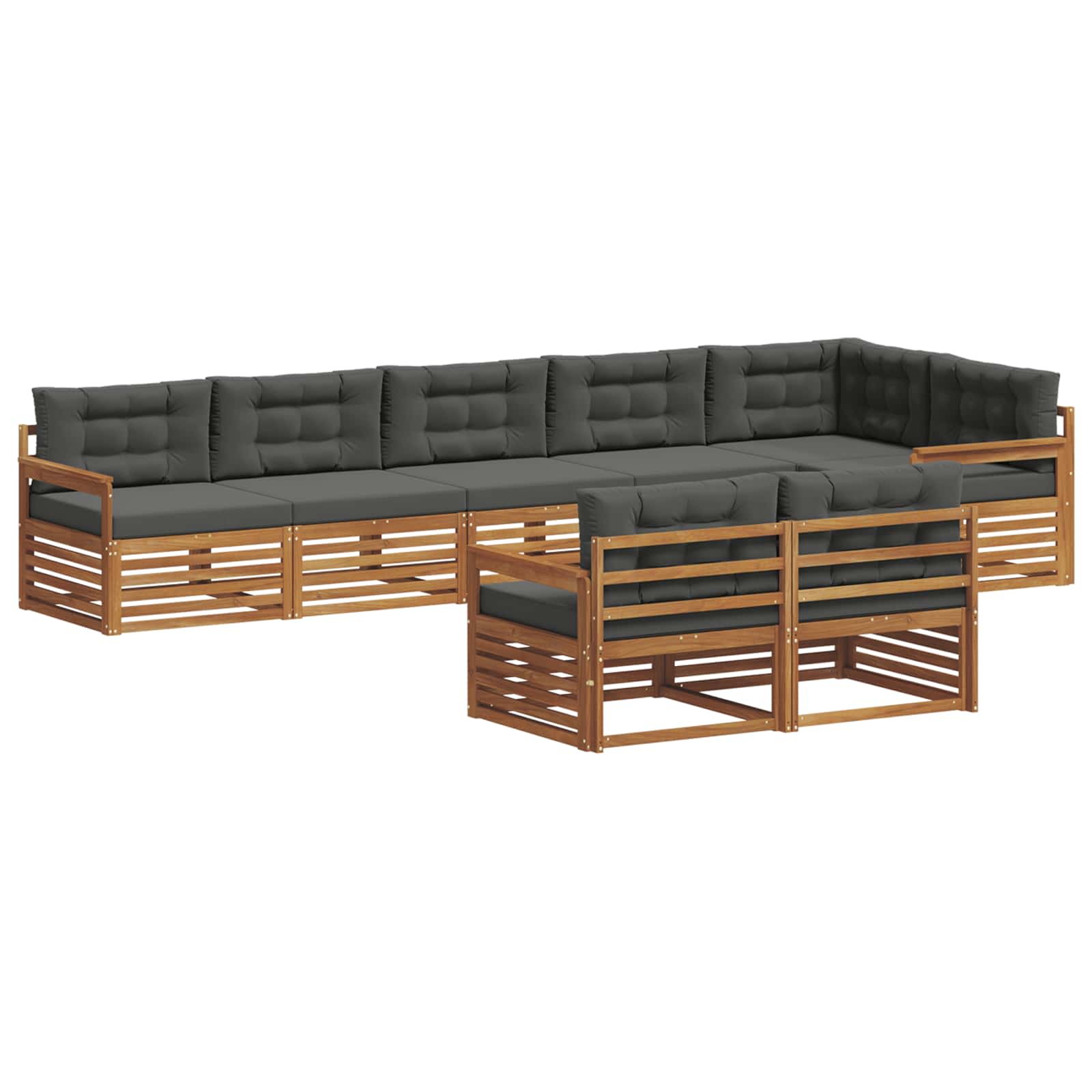 Buiten bankenset met kussen 8 pcs Natuurlijk en Antraciet is nu te koop bij PeponiXL, paradijselijk wonen!