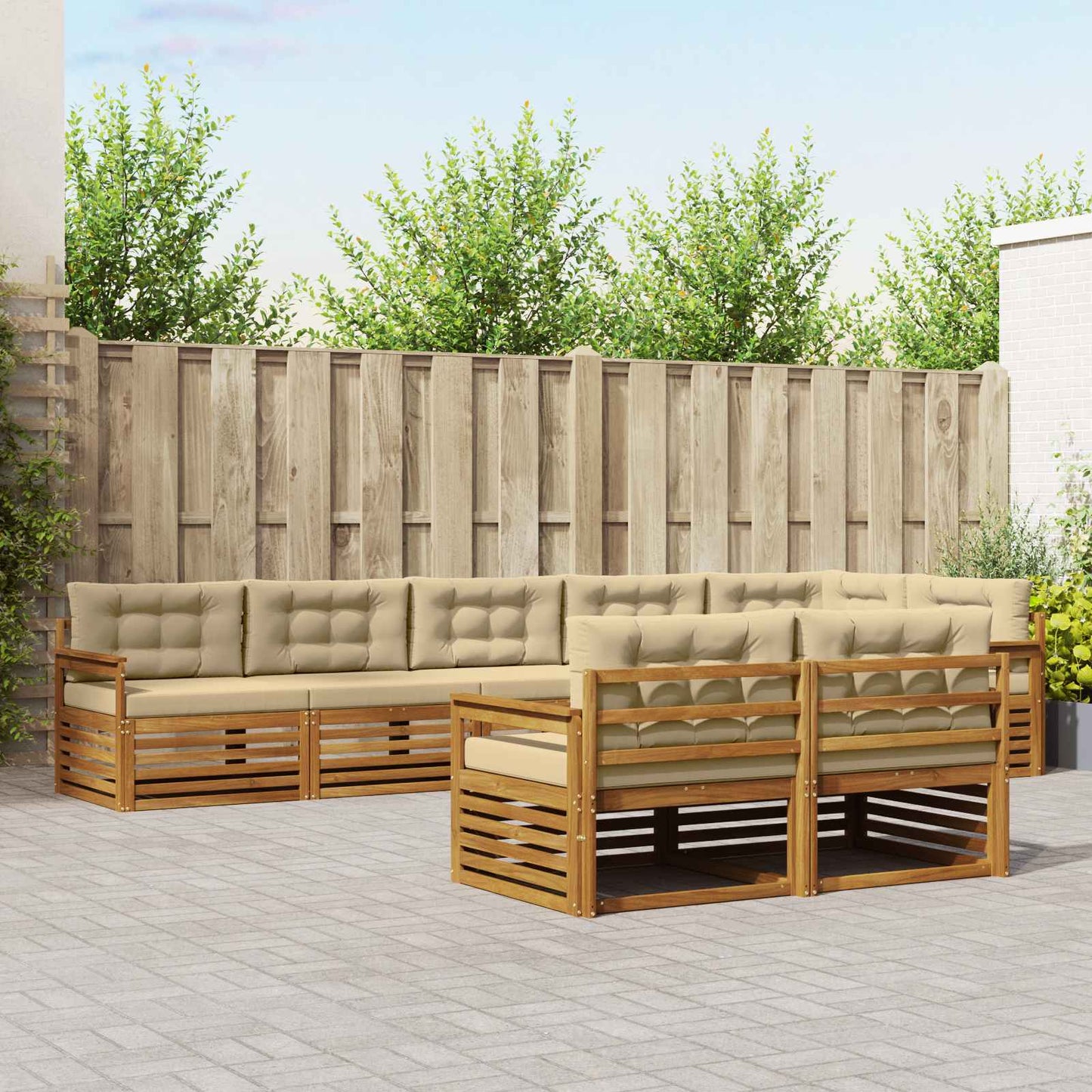 Buiten bankenset met kussen 8 pcs Natuurlijk en Beige is nu te koop bij PeponiXL, paradijselijk wonen!