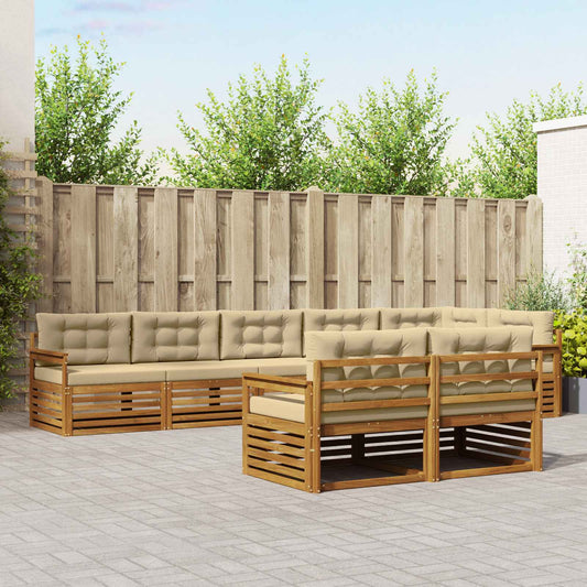 Buiten bankenset met kussen 8 pcs Natuurlijk en Beige is nu te koop bij PeponiXL, paradijselijk wonen!