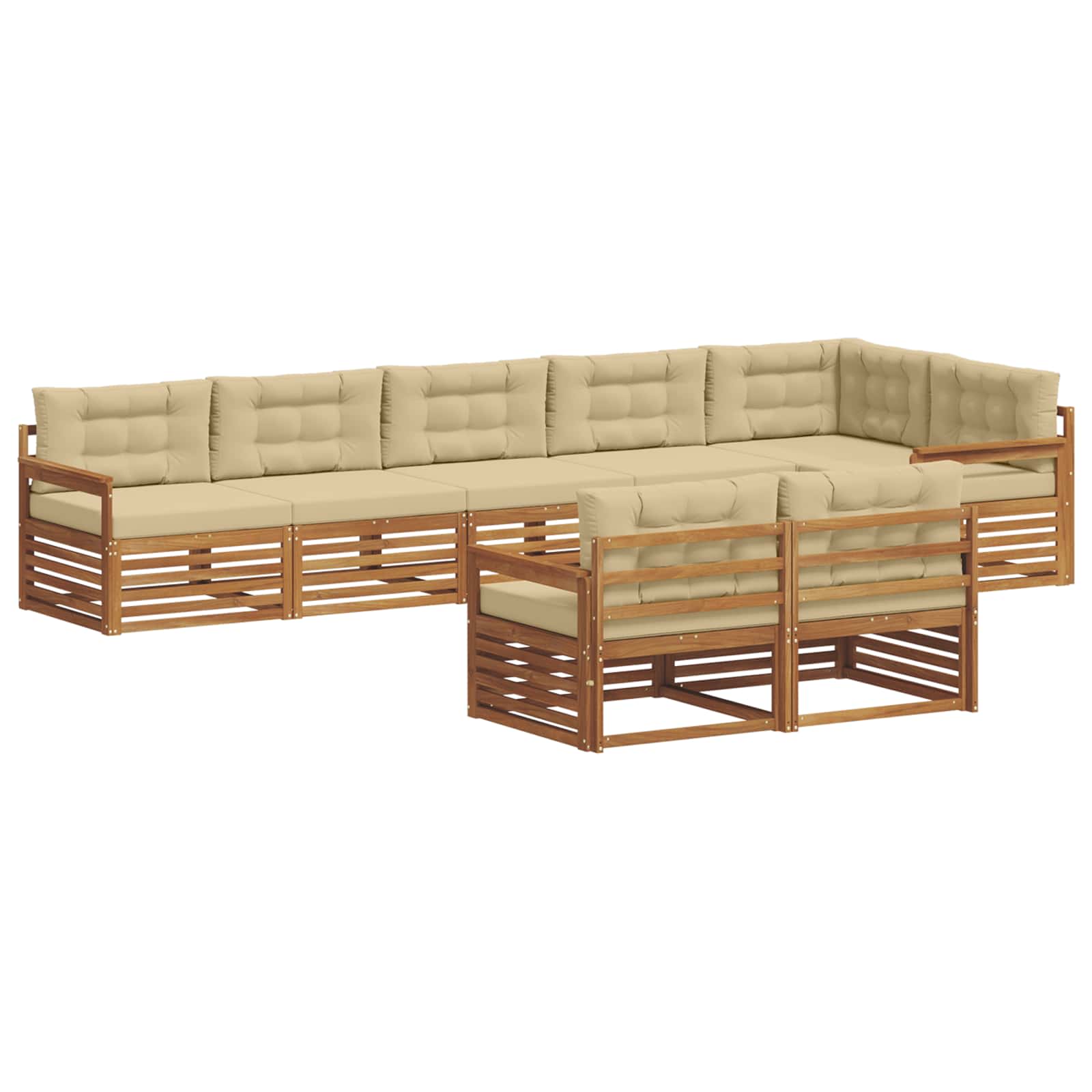 Buiten bankenset met kussen 8 pcs Natuurlijk en Beige is nu te koop bij PeponiXL, paradijselijk wonen!