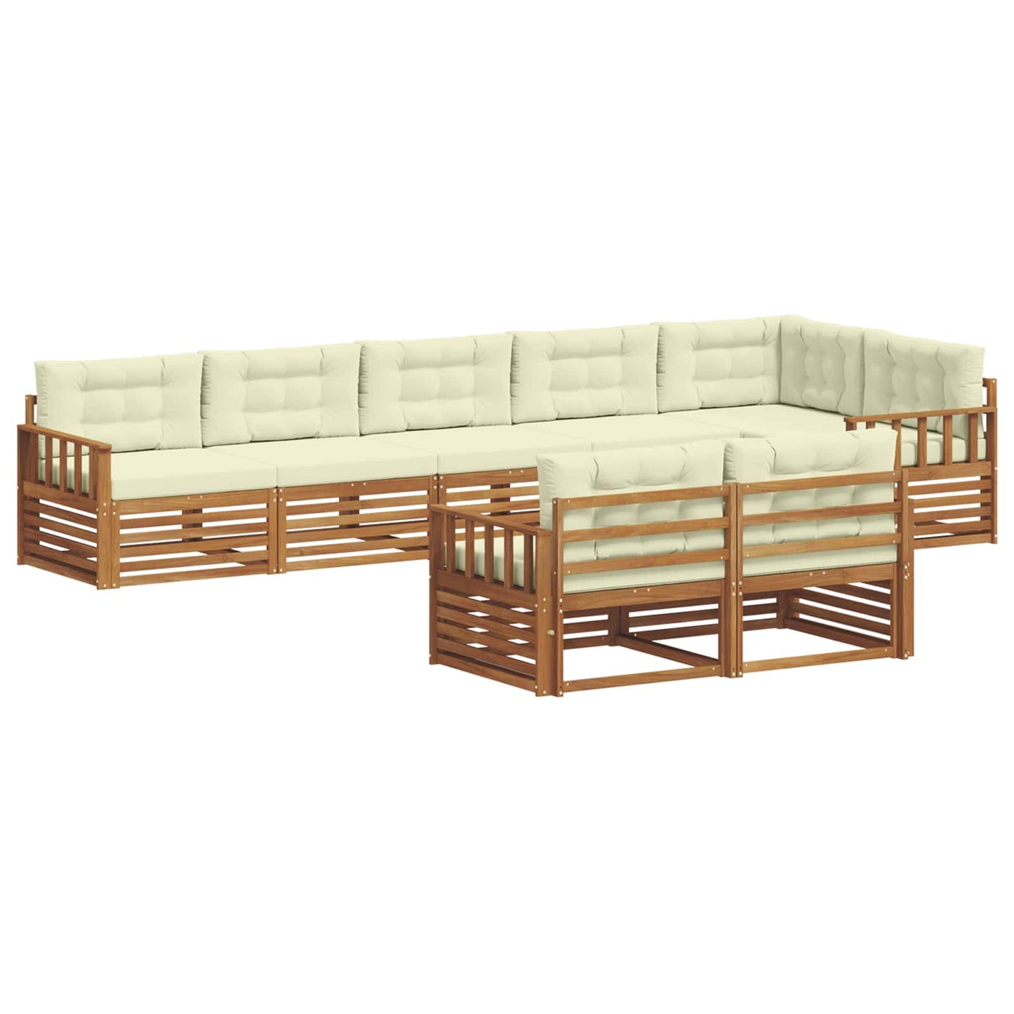 Buiten bankenset met kussen 8 pcs Natuurlijk en Crème is nu te koop bij PeponiXL, paradijselijk wonen!