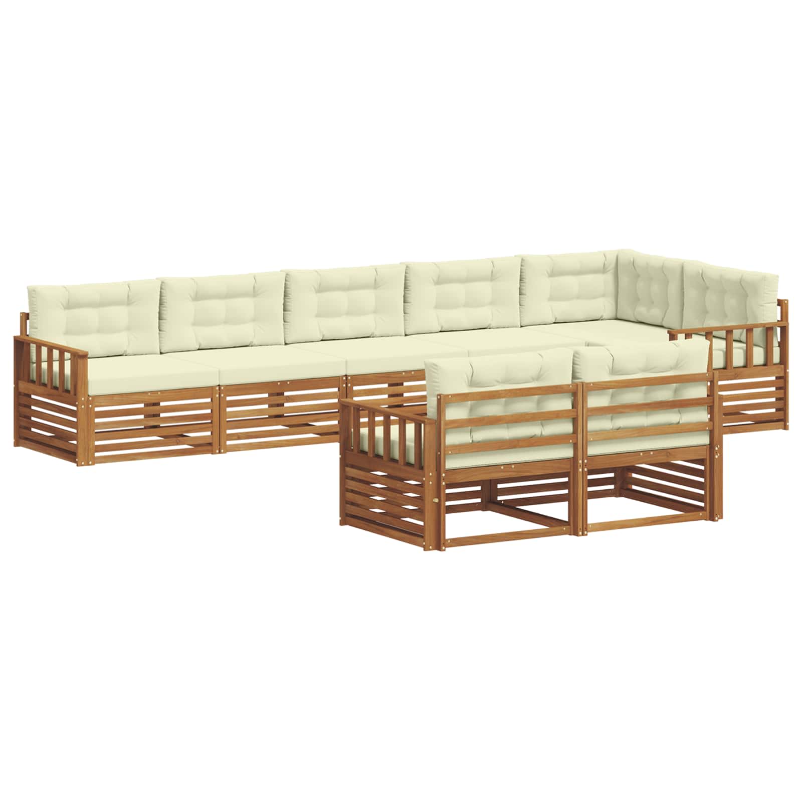 Buiten bankenset met kussen 8 pcs Natuurlijk en Crème is nu te koop bij PeponiXL, paradijselijk wonen!