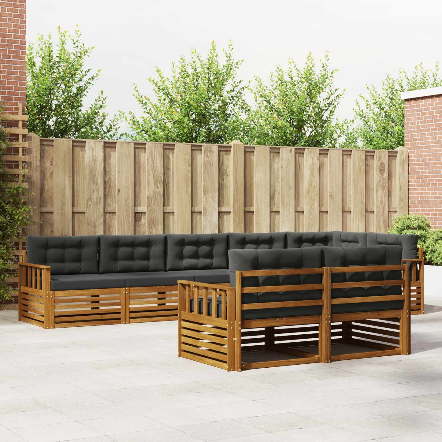 Buiten bankenset met kussen 8 pcs Natuurlijk en Antraciet is nu te koop bij PeponiXL, paradijselijk wonen!