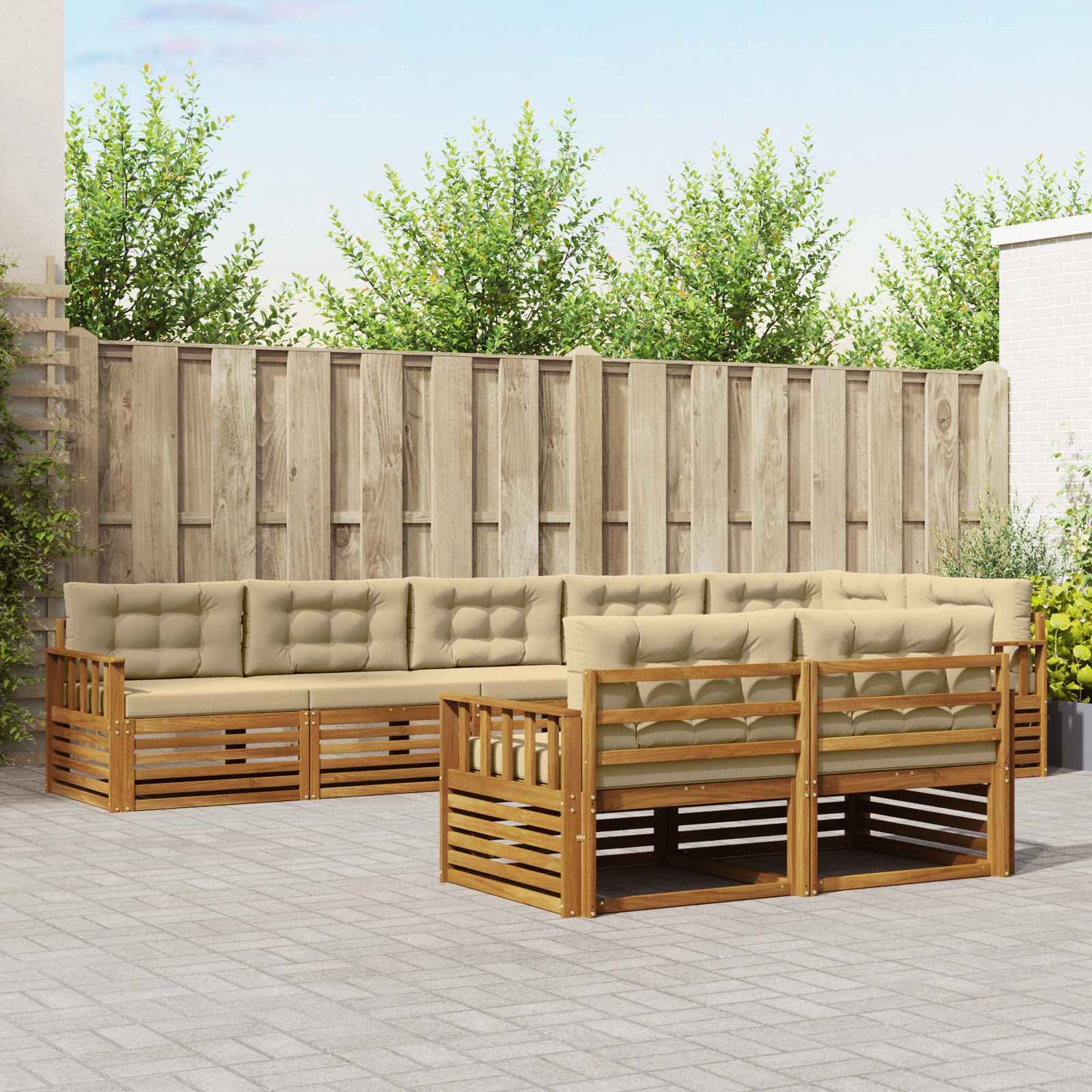 Buiten bankenset met kussen 8 pcs Natuurlijk en Beige is nu te koop bij PeponiXL, paradijselijk wonen!