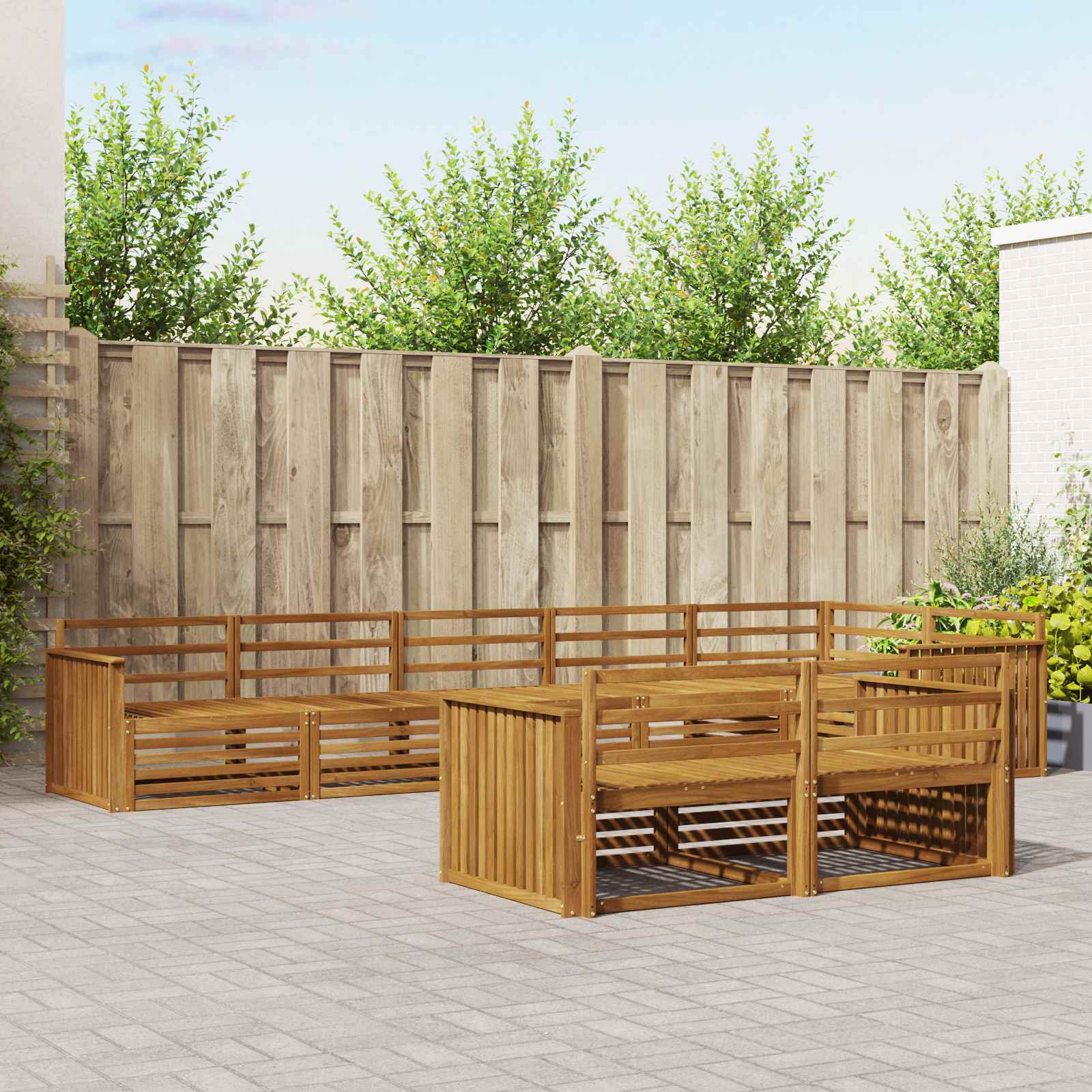 Buiten bankenset 8 pcs Naturel Massief Acaciahout is nu te koop bij PeponiXL, paradijselijk wonen!
