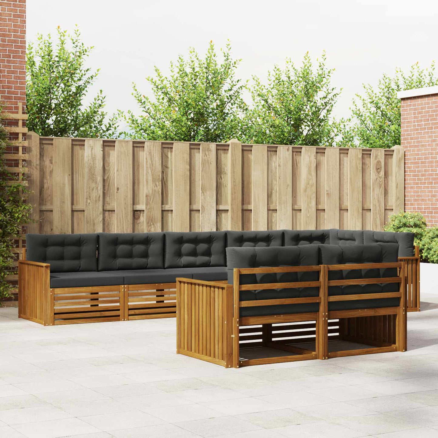 Buiten bankenset met kussen 8 pcs Natuurlijk en Antraciet is nu te koop bij PeponiXL, paradijselijk wonen!