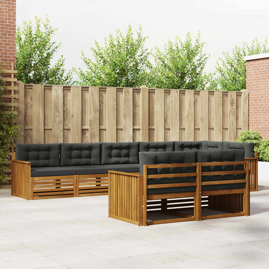 Buiten bankenset met kussen 8 pcs Natuurlijk en Antraciet is nu te koop bij PeponiXL, paradijselijk wonen!