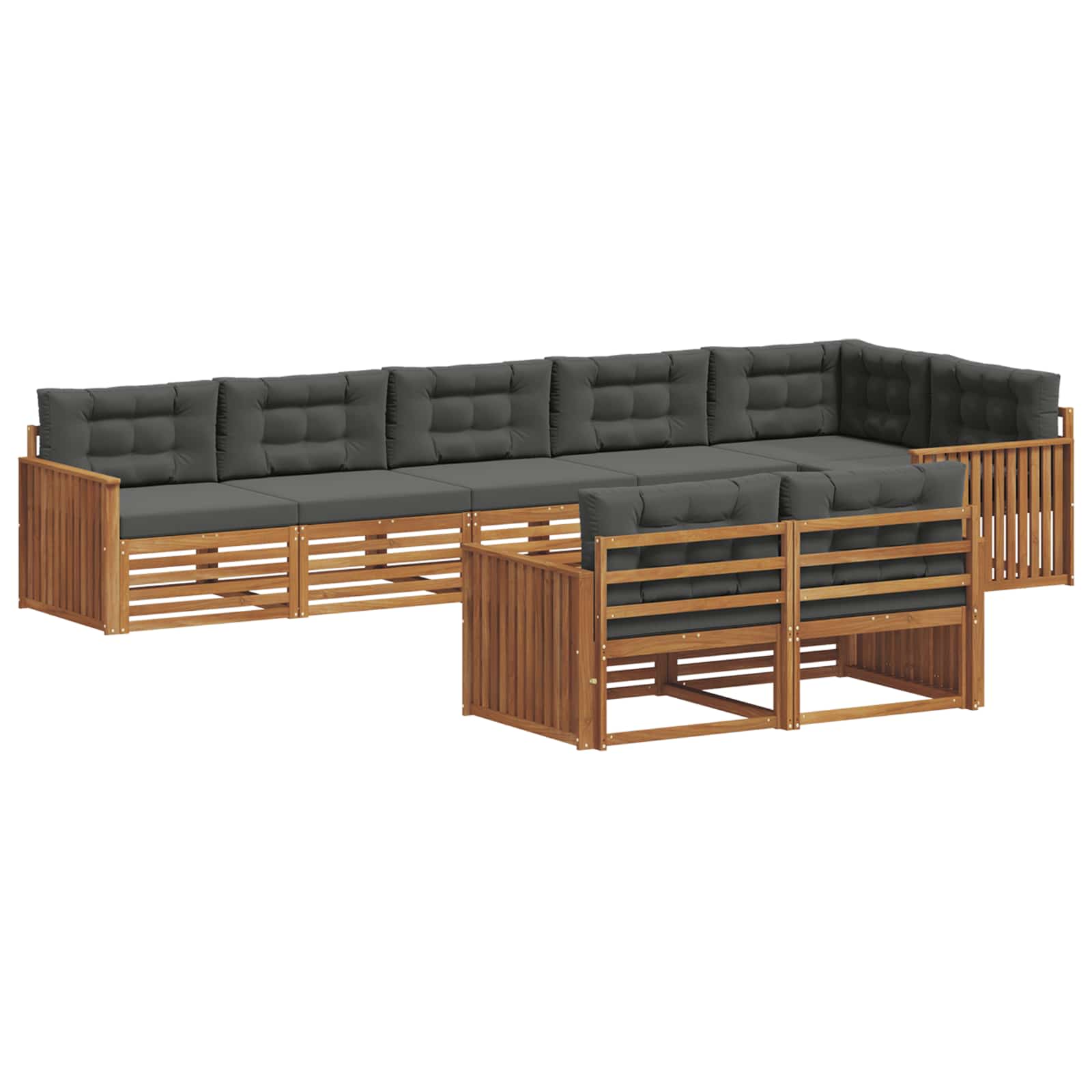 Buiten bankenset met kussen 8 pcs Natuurlijk en Antraciet is nu te koop bij PeponiXL, paradijselijk wonen!