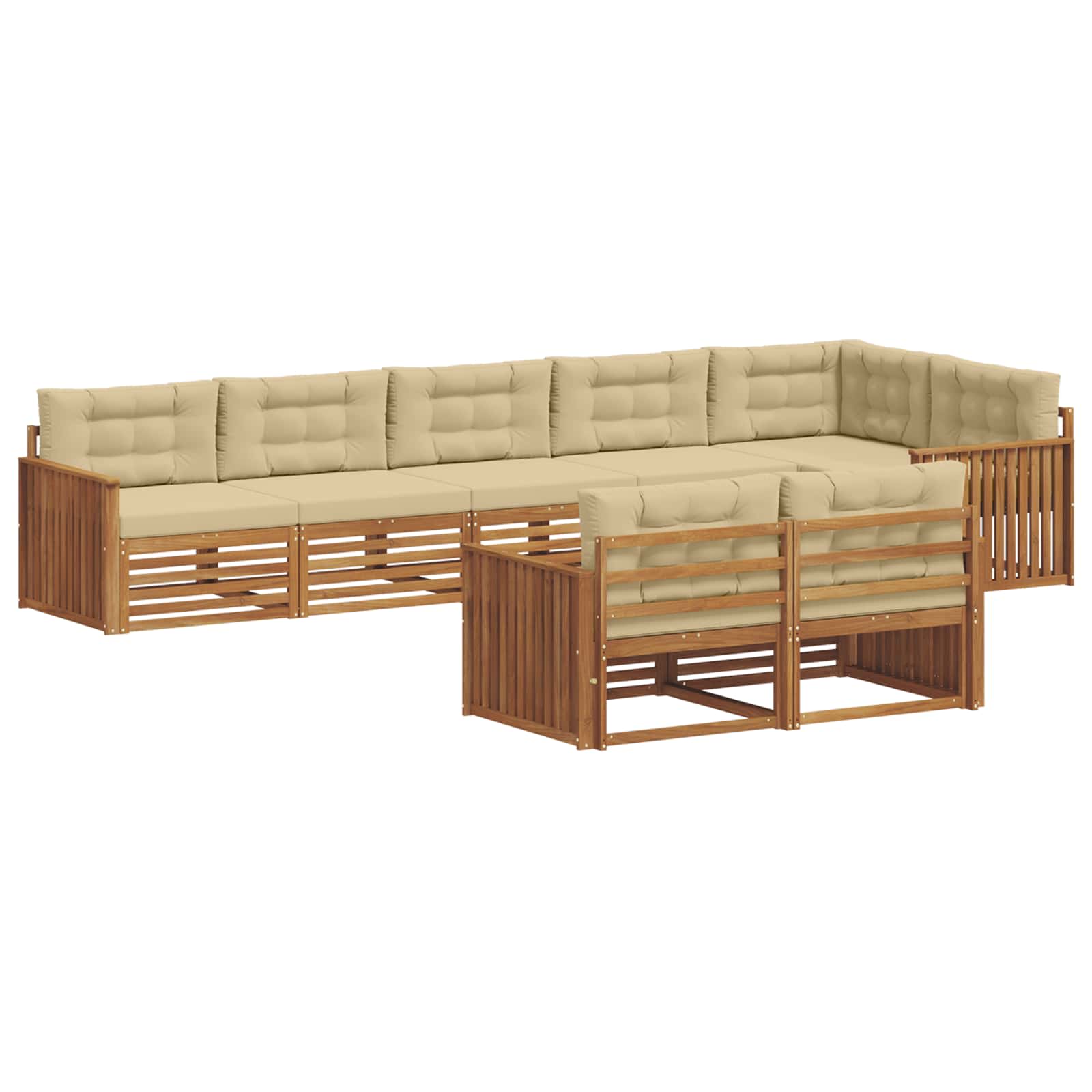 Buiten bankenset met kussen 8 pcs Natuurlijk en Beige is nu te koop bij PeponiXL, paradijselijk wonen!