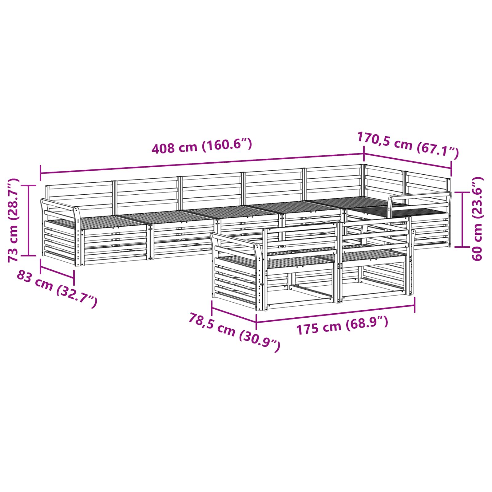 Buiten bankenset 8 pcs Naturel Massief Acaciahout is nu te koop bij PeponiXL, paradijselijk wonen!