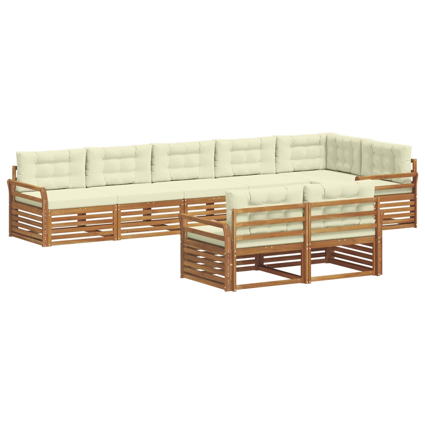 Buiten bankenset met kussen 8 pcs Natuurlijk en Crème is nu te koop bij PeponiXL, paradijselijk wonen!