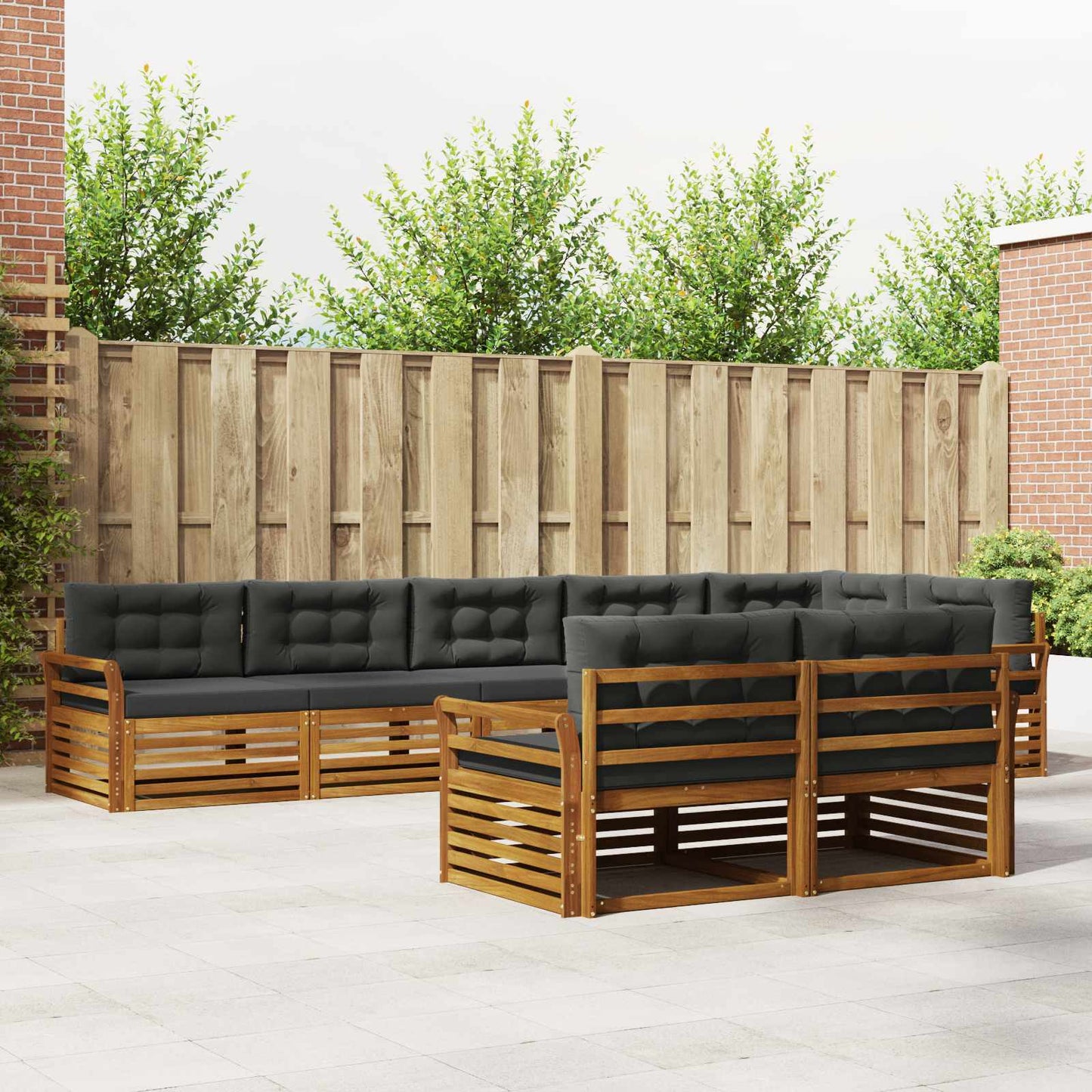 Buiten bankenset met kussen 8 pcs Natuurlijk en Antraciet is nu te koop bij PeponiXL, paradijselijk wonen!
