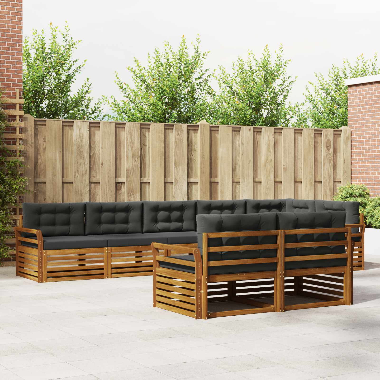 Buiten bankenset met kussen 8 pcs Natuurlijk en Antraciet is nu te koop bij PeponiXL, paradijselijk wonen!