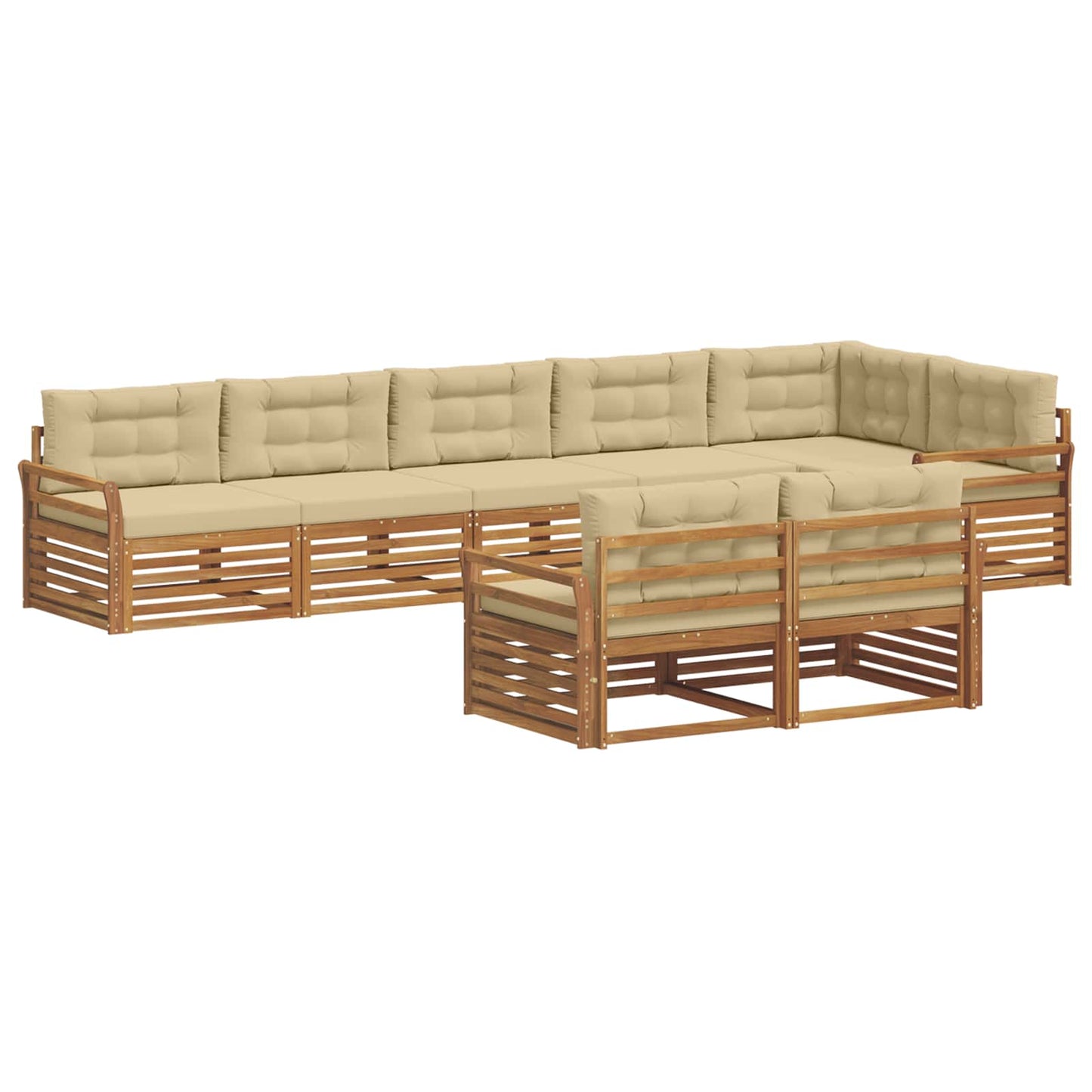 Buiten bankenset met kussen 8 pcs Natuurlijk en Beige is nu te koop bij PeponiXL, paradijselijk wonen!