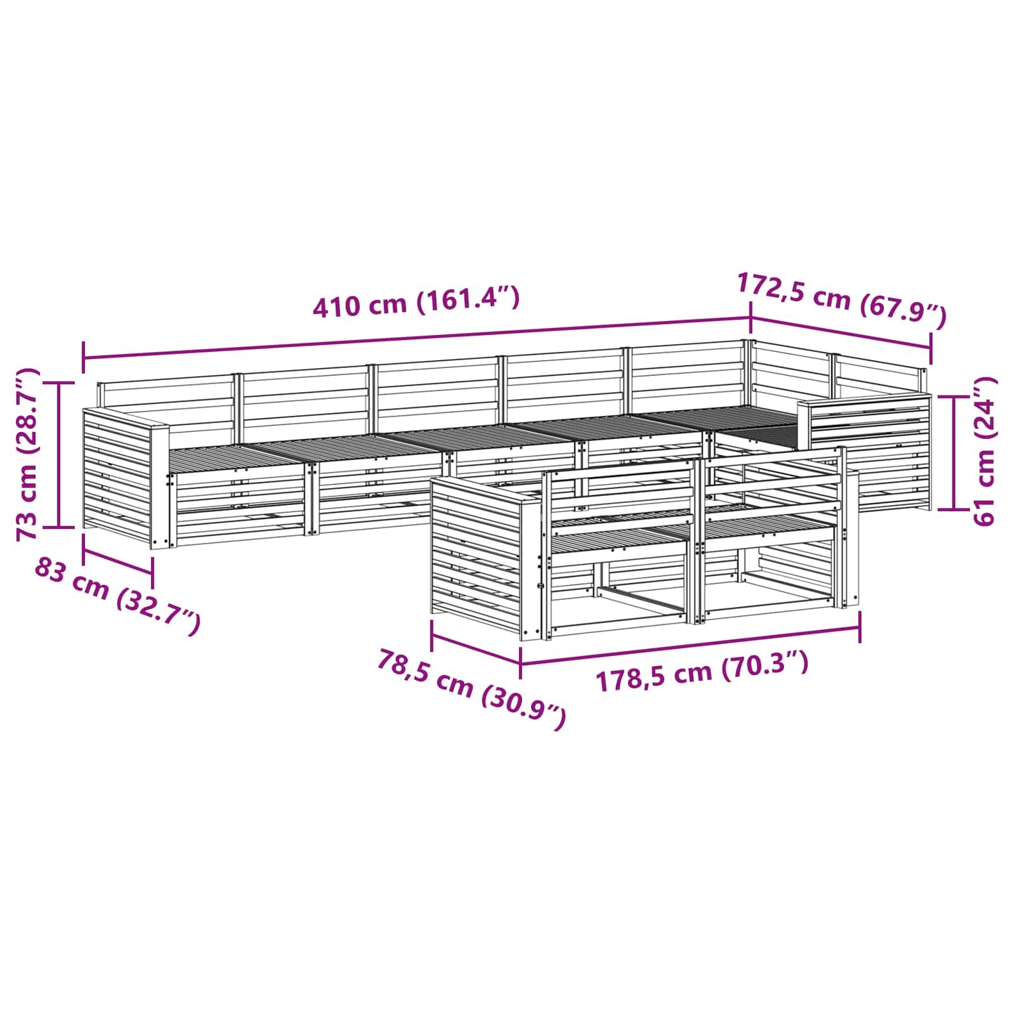 Buiten bankenset 8 pcs Naturel Massief Acaciahout is nu te koop bij PeponiXL, paradijselijk wonen!